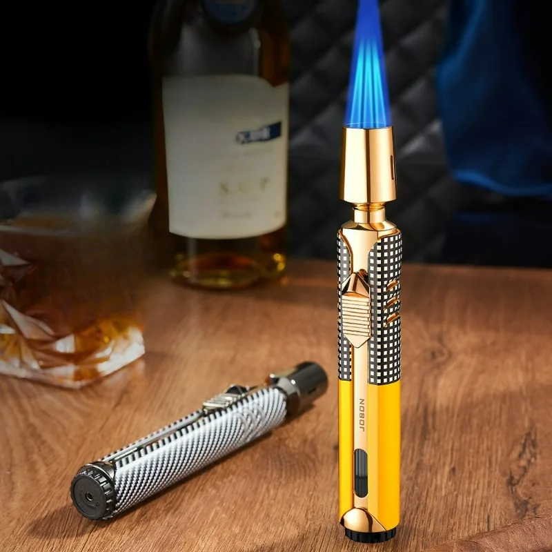 JOBON Firepower 3 Flammen Windfestes Jet-Blauflammen-Butangas-Feuerzeug mit Sichtfenster für Outdoor-BBQ, Küche und Zigarren Image