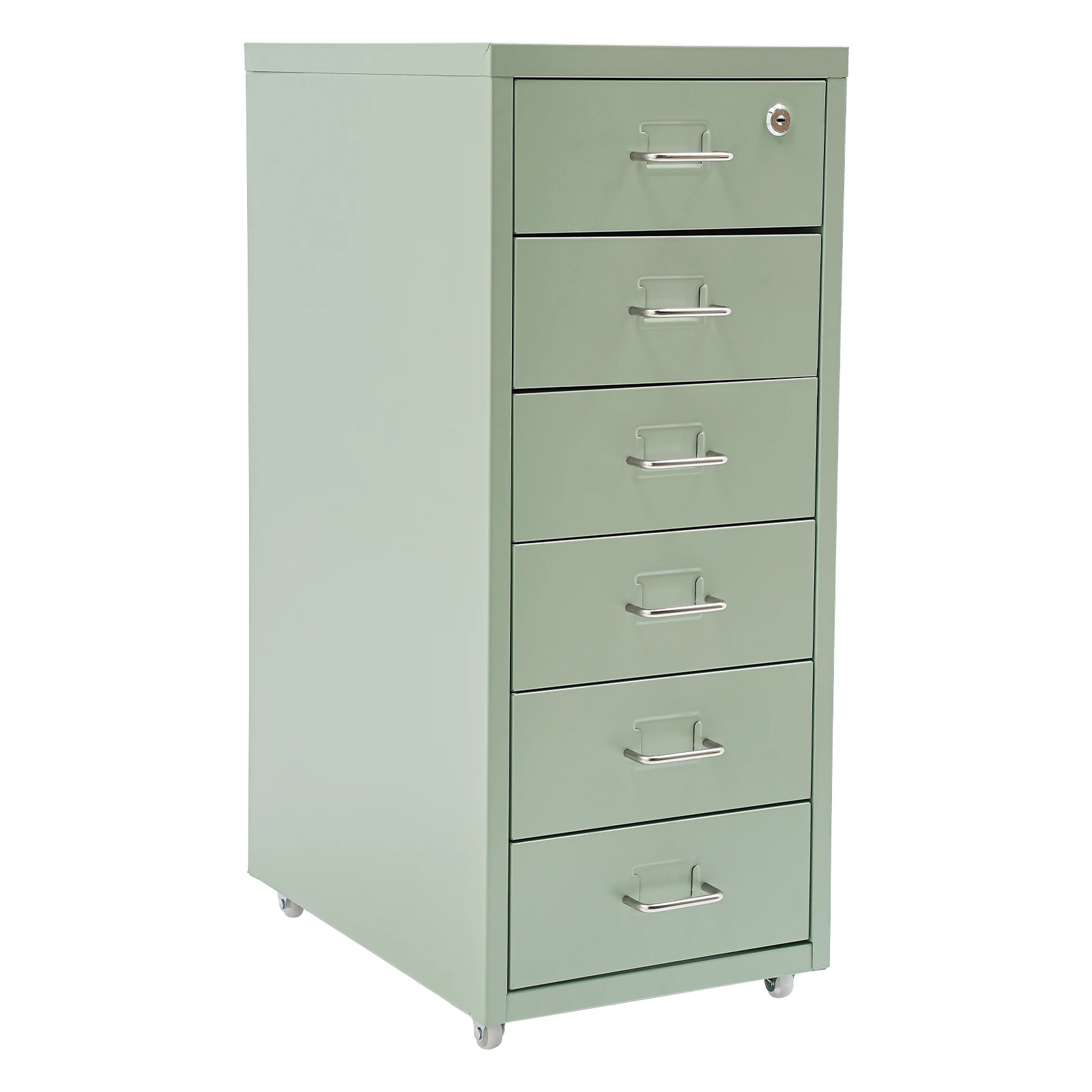 Vertikaler Aktenschrank mit Rollen, Aktenschrank aus kaltgewalztem Stahl mit Schloss, 28 x 41 x 69 cm, Büro- und Studien-Aktenschrank