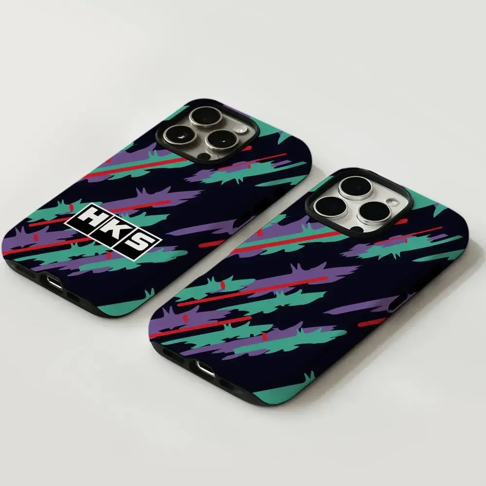 Sportwagen HKS JDM Handyhülle für iPhone 17, 16, 15, 14, 13, 12 Pro Max Plus, glänzende HD-Doppelschicht-Flüssigkeitshartschale Image