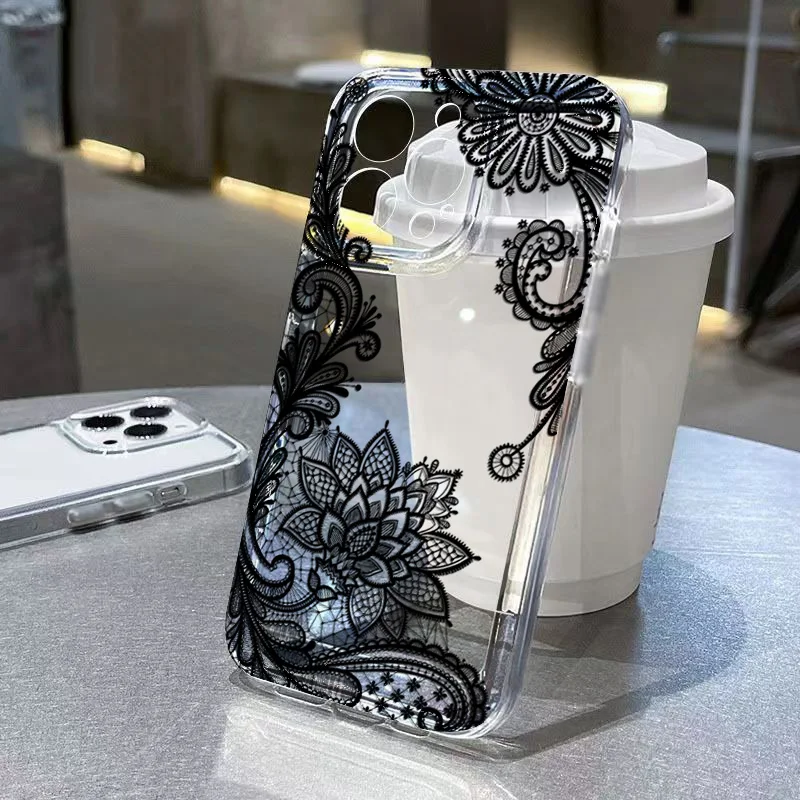 Trendy Spitze Blumenmuster Handyhülle für Samsung Galaxy A56 5G A55 A35 A15 A16 S24 Ultra S23 FE S22 S21 S25 Plus Weiche TPU-Abdeckung Image