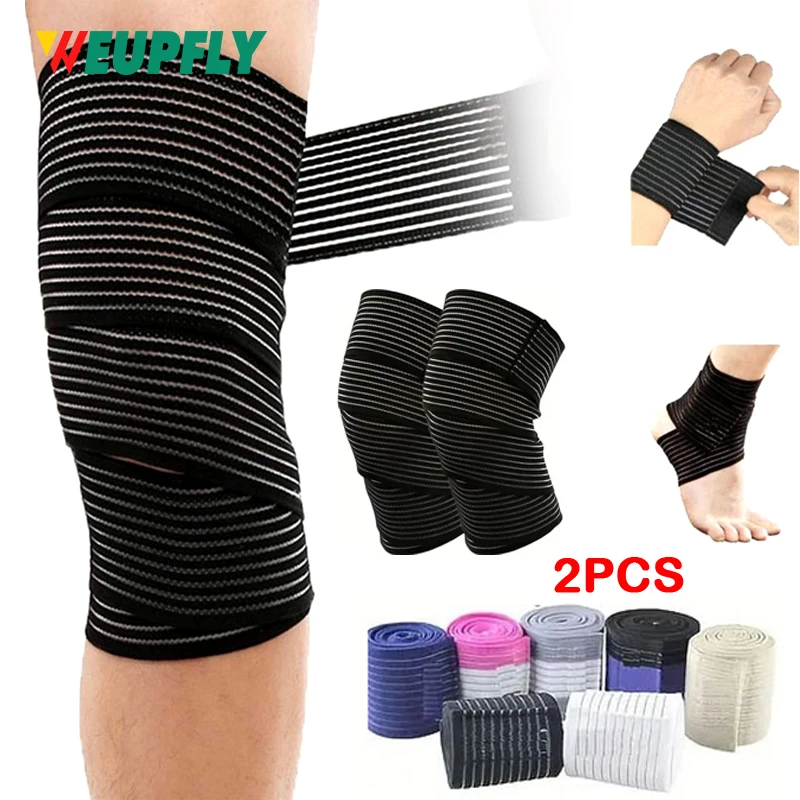 2 Stück elastische Knöchelbandage – verstellbare, atmungsaktive Kompressionsmanschette für Knie, Handgelenk, Ellbogen, Hand, für Männer und Frauen Image