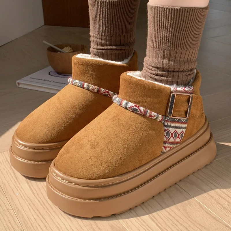 Winter frauen Hausschuhe Plüsch Plattform Stiefeletten Weibliche Luxus Designer Frau Schuhe Indoor Outdoor Fuzzy Pelz Schnee Booties Warme