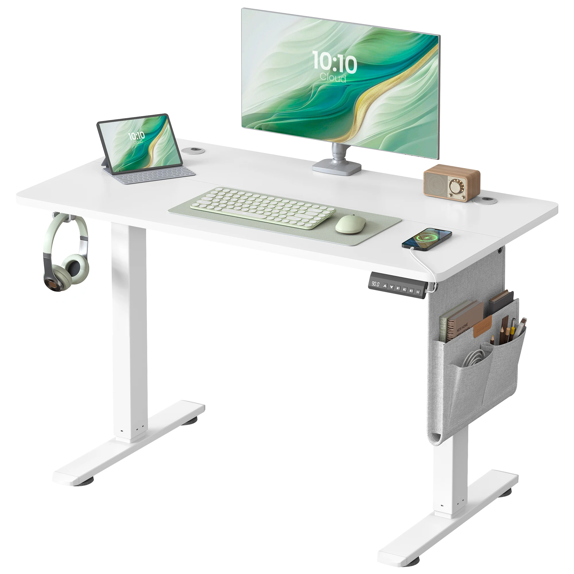 SONGMICS Höhenverstellbarer Schreibtisch, 100 x 60 cm, Memory-Funktion, USB-C-Anschluss Image