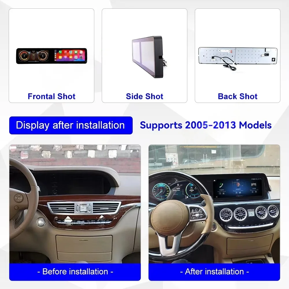 12,3-Zoll Digitaler Tachometer und Android 14 Auto-Multimedia-Radio für Mercedes Benz S-Klasse W221 CL W216 S350 S300 2005 2006-2013 Image