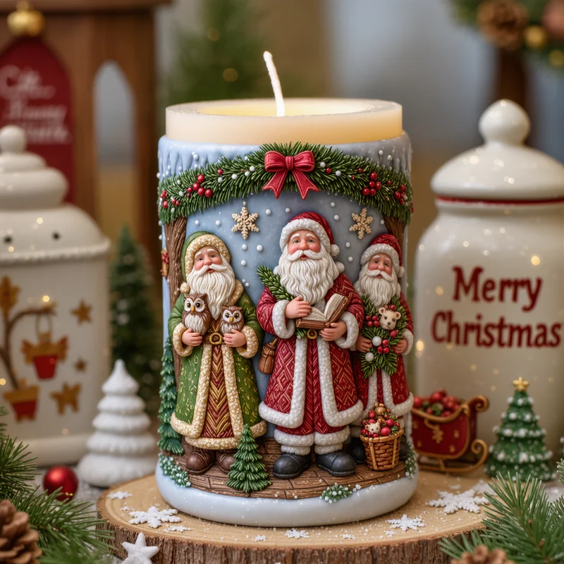 Santa Claus Surprise Weihnachten geprägte Silikonform hochtemperaturbeständig 220 ° C One-Press Demoulding Aromatherapie-Kerze, handgefertigtes DIY-Werkzeug, wiederverwendbar Image