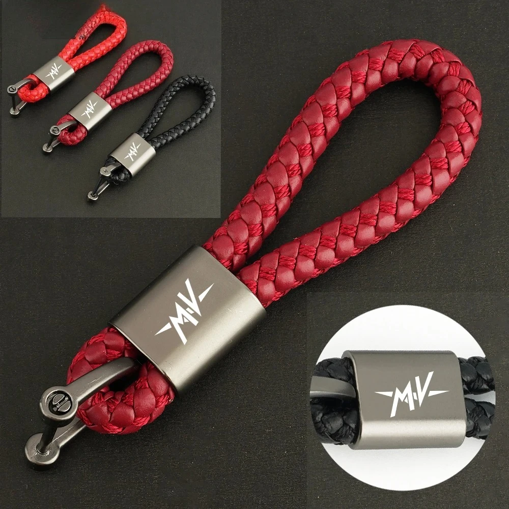 Schlüsselanhänger Metall-Schlüsselanhänger für MV Agusta F4 RC BRUTALE 990R Turismo Veloce Rivale 800 Brutale 675 Brutale 800/RR Handgewebtes Leder Image