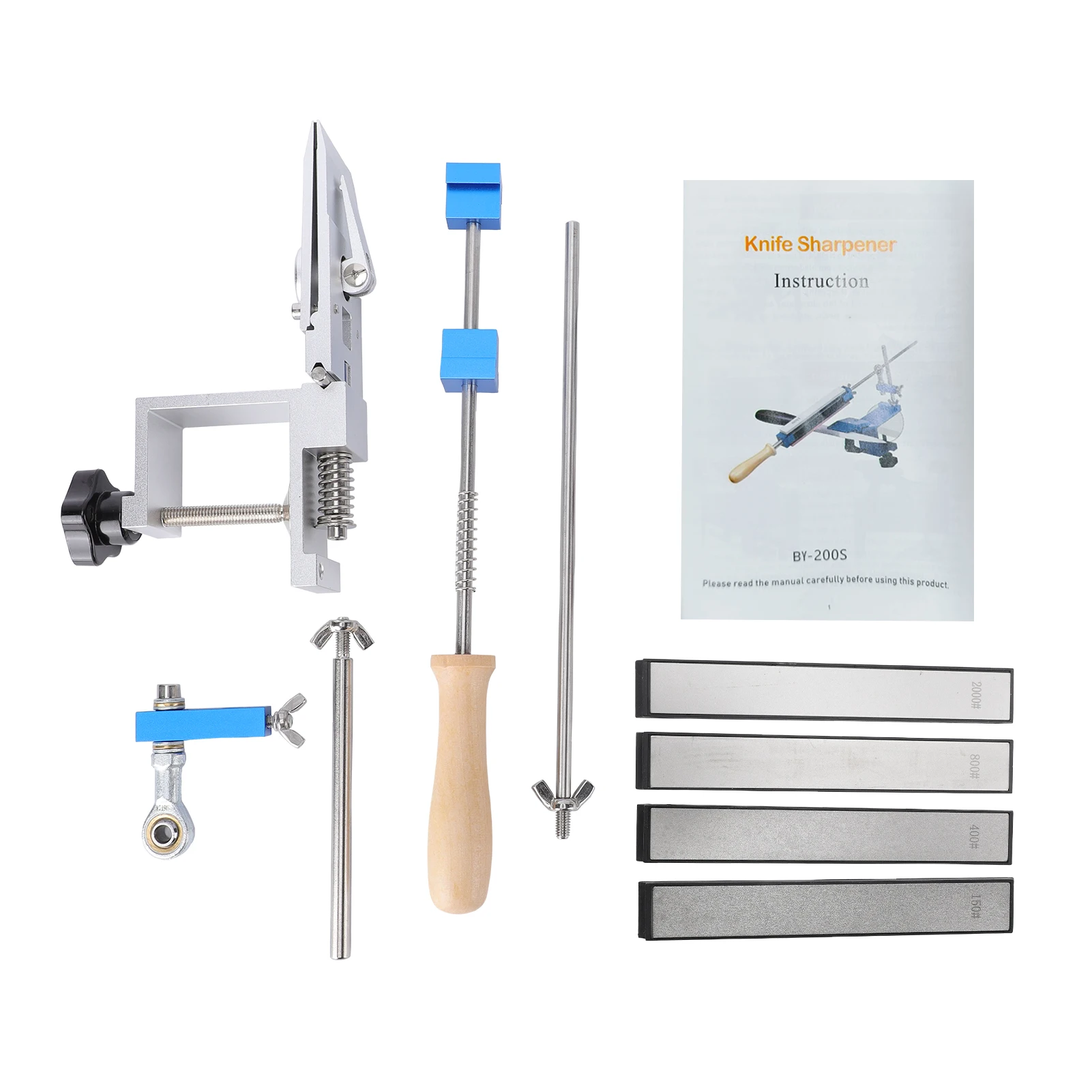 Geführtes Schärfsystem, Professionelles Schärfwerkzeug mit 150/400/800/2000 Körnung Diamant-Schleifsteinen für Küche und Outdoor Image