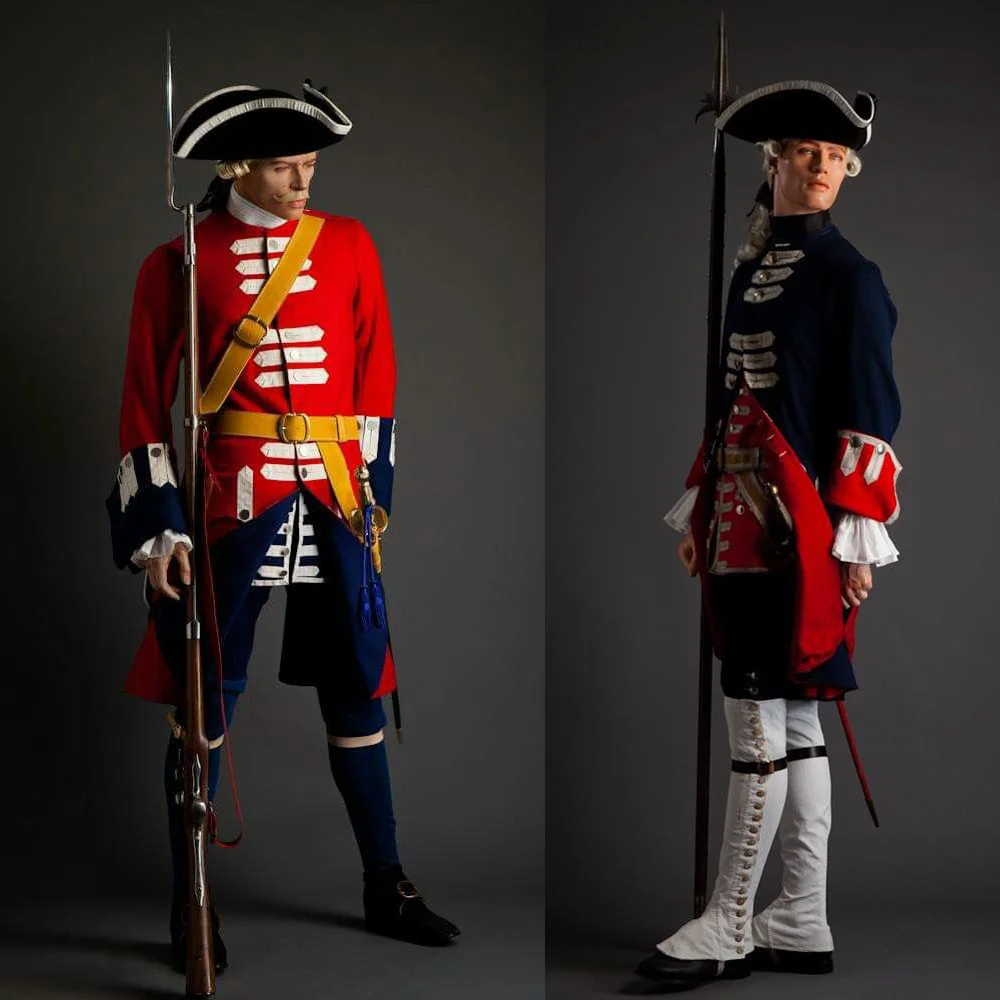 Französisches Schweizer Garde-Kostüm aus dem 18. Jahrhundert, revolutionärer Krieg, Suisse, Royal Empire, Militäroffizier, Soldat, Uniform, Outfit-Anzug Image