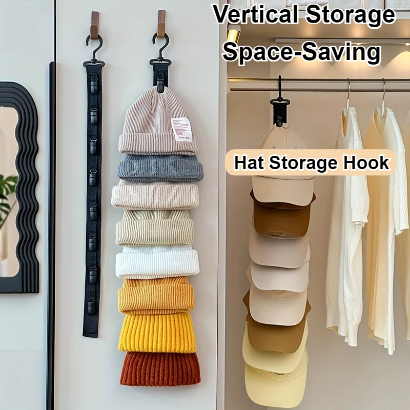 1 Stück Hut-Organizer mit 8 Clips, für 8 Baseballkappen, Grau/Schwarz, Hängeregal für Zuhause, Kleiderschrank, Wandmontiertes Aufbewahrungswerkzeug