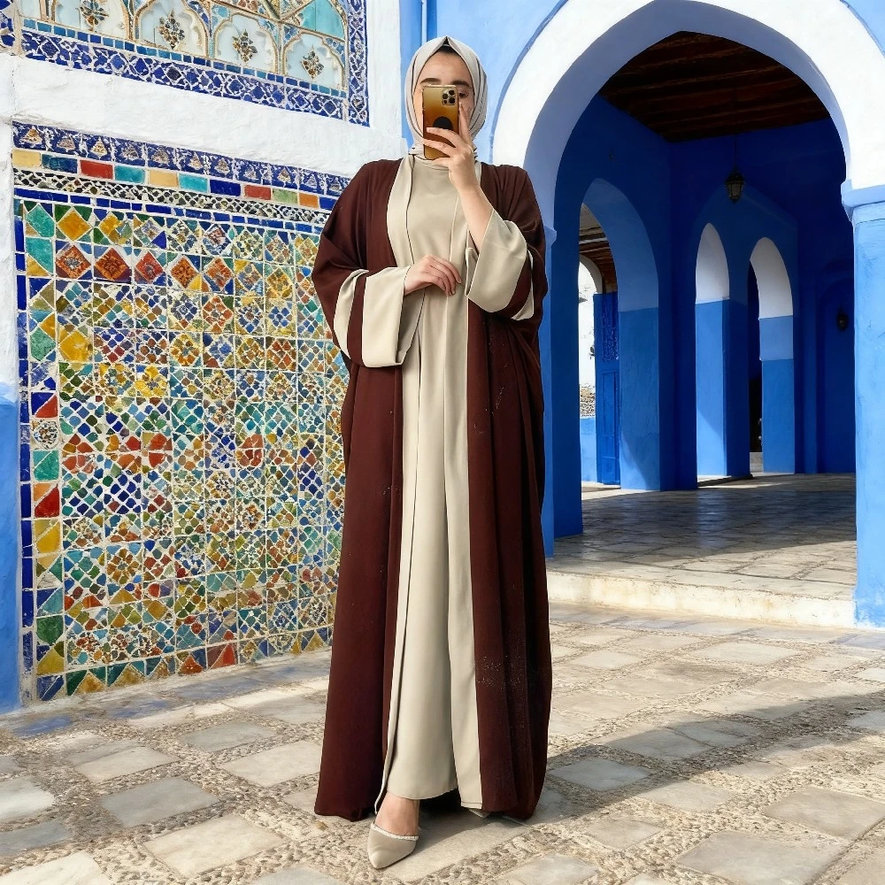 Eid Muslimisches Kleid Abayas Damen 2-teiliges Set Musulman Ensembles Marokko Ramadan Kaftan Abaya Kaftan Dubai Arabische lange Robe 2026 Image