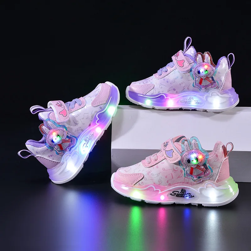 2026 Led-Licht-Schuhe für Kinder, modische Cartoon-Jungen-Turnschuhe, Mädchen-Freizeitschuhe, atmungsaktive Kinder-Sportschuhe, Größe 21–30
