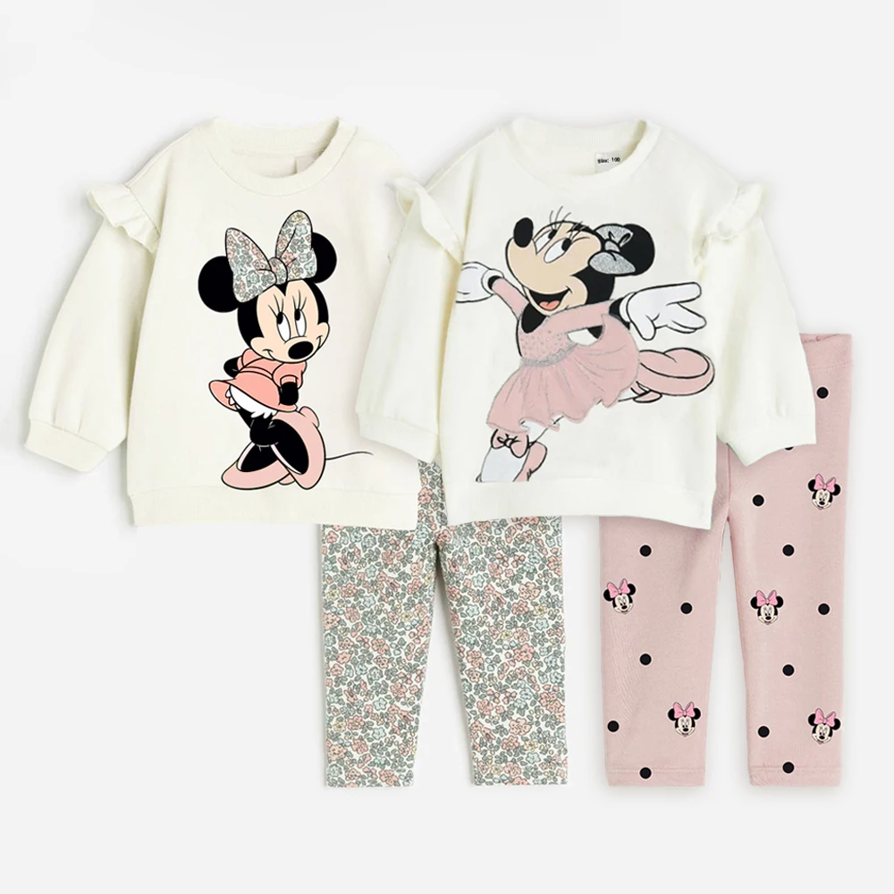 2Pcs Nette Baby Mädchen Outfits Minnie Maus Gedruckt Kleinkind Mädchen Rundhals Pullover + Hosen Frühling Herbst Kinder Mädchen kleidung Image