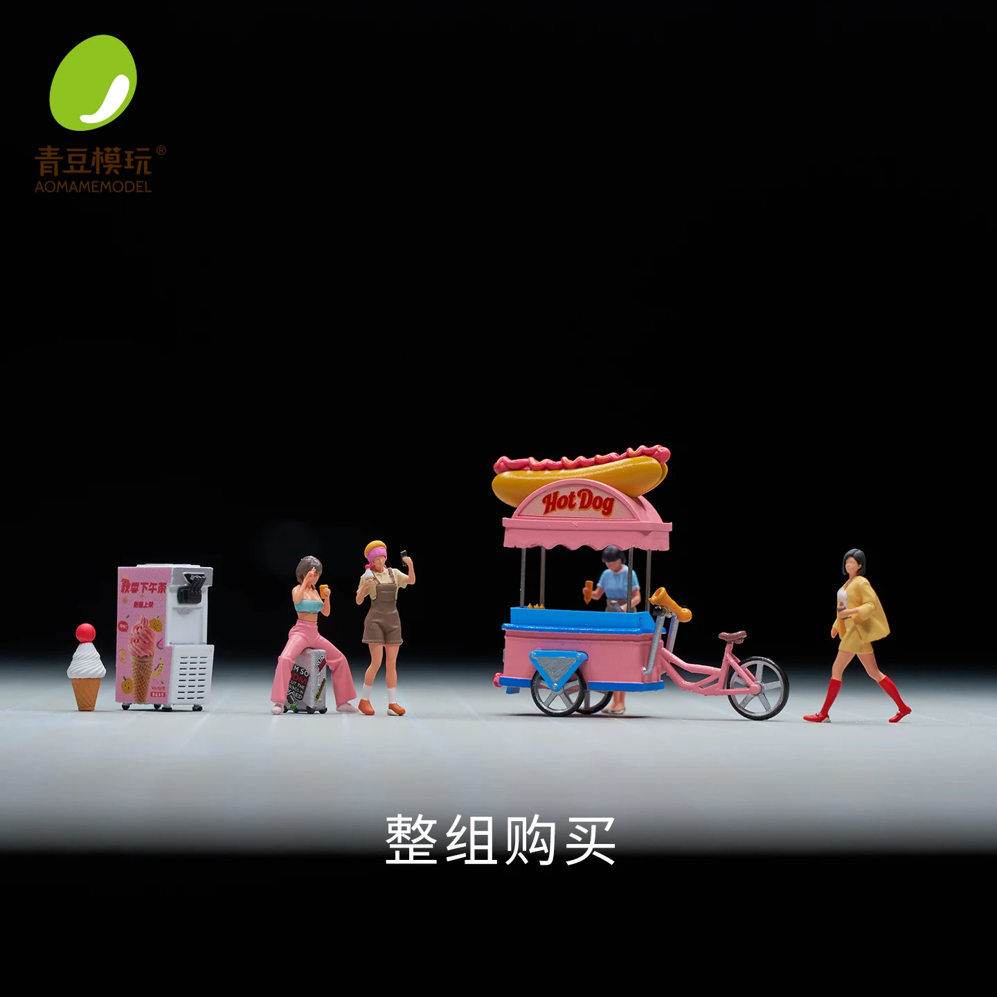 2025 Neues Miniaturpuppenmodell im Maßstab 1:64, Straße, Hot Dog, Eis, DIY-Szene, passendes Weihnachtsgeschenk, Spielzeugmodell, handgefertigtes Ornament Image