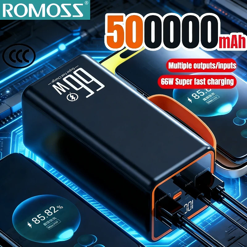 ROMOSS 500000mAh Powerbank Tragbar 66W Große Kapazität Superschnelles Laden Outdoor Externer Akku-Ladegerät für iPhone Samsung Image