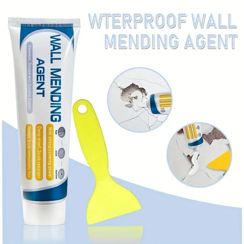 ZEXEF 150g Wandreparaturmittel Wandreparaturcreme mit Spachtel Farbeffektiv Schimmelresistent Schnelltrocknend Flickmittel zur Wiederherstellung Image