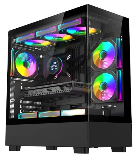 Spielcomputergehäuse, Desktop ATX M-ATX ITX Turmspielschrank, Spiel-Computergehäuse aus transparentem Glas mit Seitenwand Image