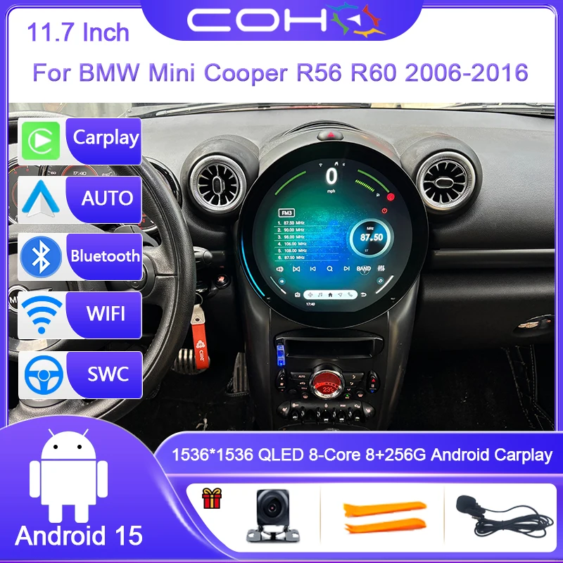 11,7 Zoll Für BMW Mini Cooper R56 R60 2006-2016 Android15 8-Core Auto Multimedia Player Stereo empfänger Radio GPS 4G WIFI Carplay Image