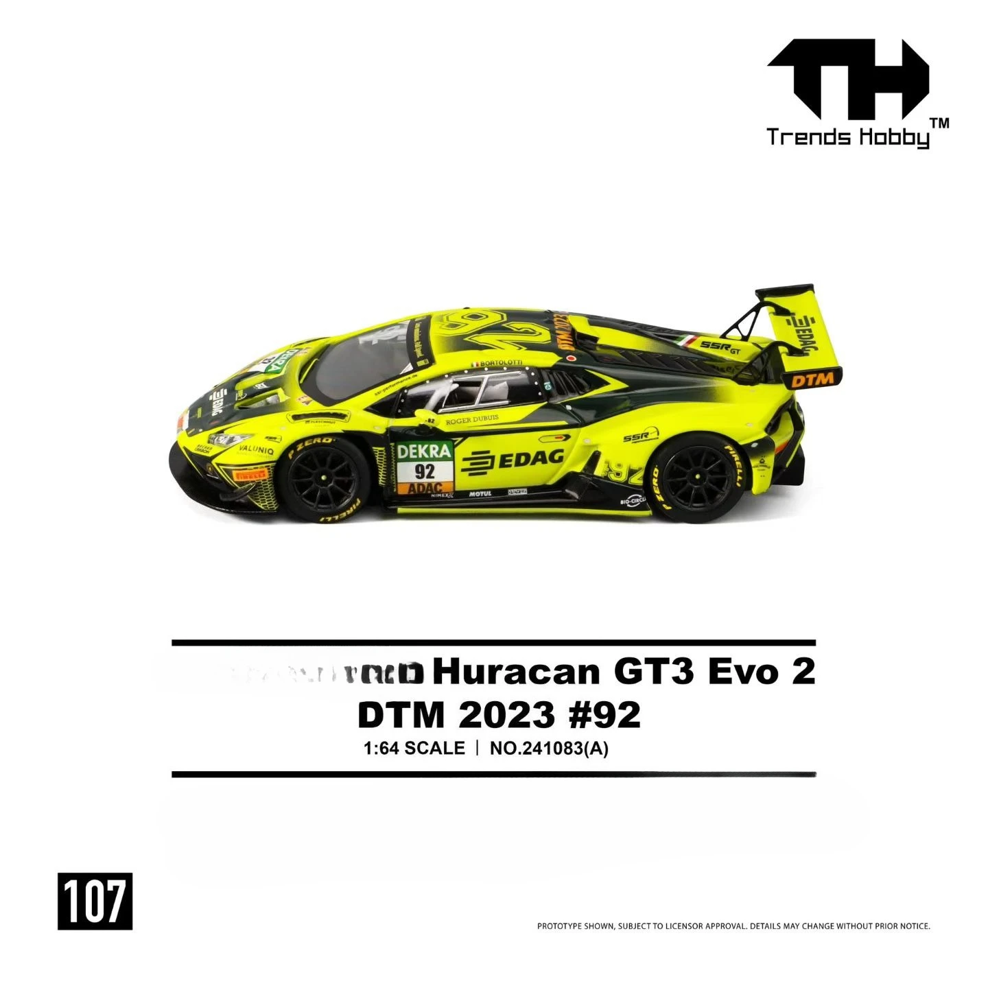 **Vorbestellung** Trends Hobby 1:64 Huracan GT3 Evo 2-DTM 2023 Druckguss-Modellauto