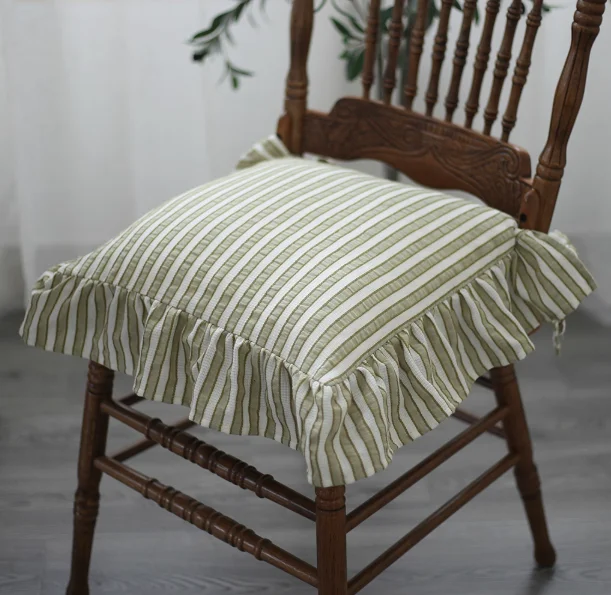 Weicher Sitzbezug, quadratisches Sitzkissen mit Füllstreifen-Design, Baumwoll-Sitzkissen für Stühle, Hocker, Stuhlpolster Image