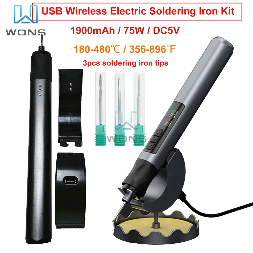 USB Wireless Digital Elektrischer Lötkolben 1900 mAh Smart Lötstift Einstellbare Temperatur 180-480 ℃ Werkzeug zur Schweißreparatur Image