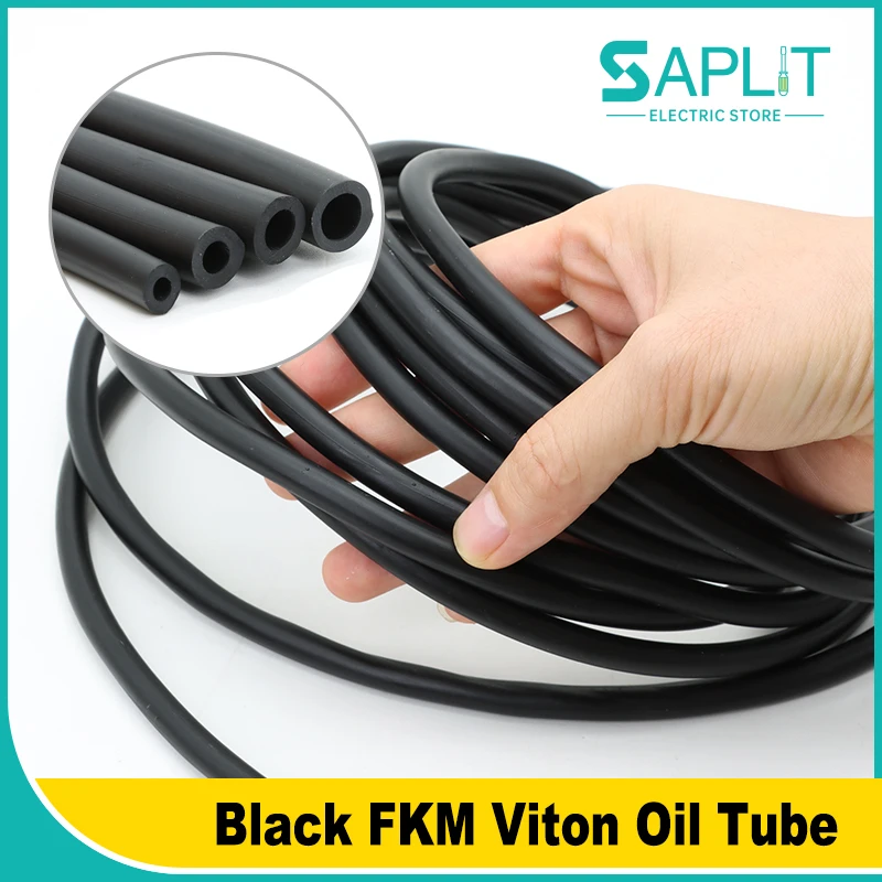 Schwarzer FKM-Viton-Schlauch, Säure-Alkali-Öl-Rohr, Hochtemperatur-Korrosionsbeständiger Fluorkautschuk-Schlauch ID 2/4/6/8/10/12/16/18/25mm Image