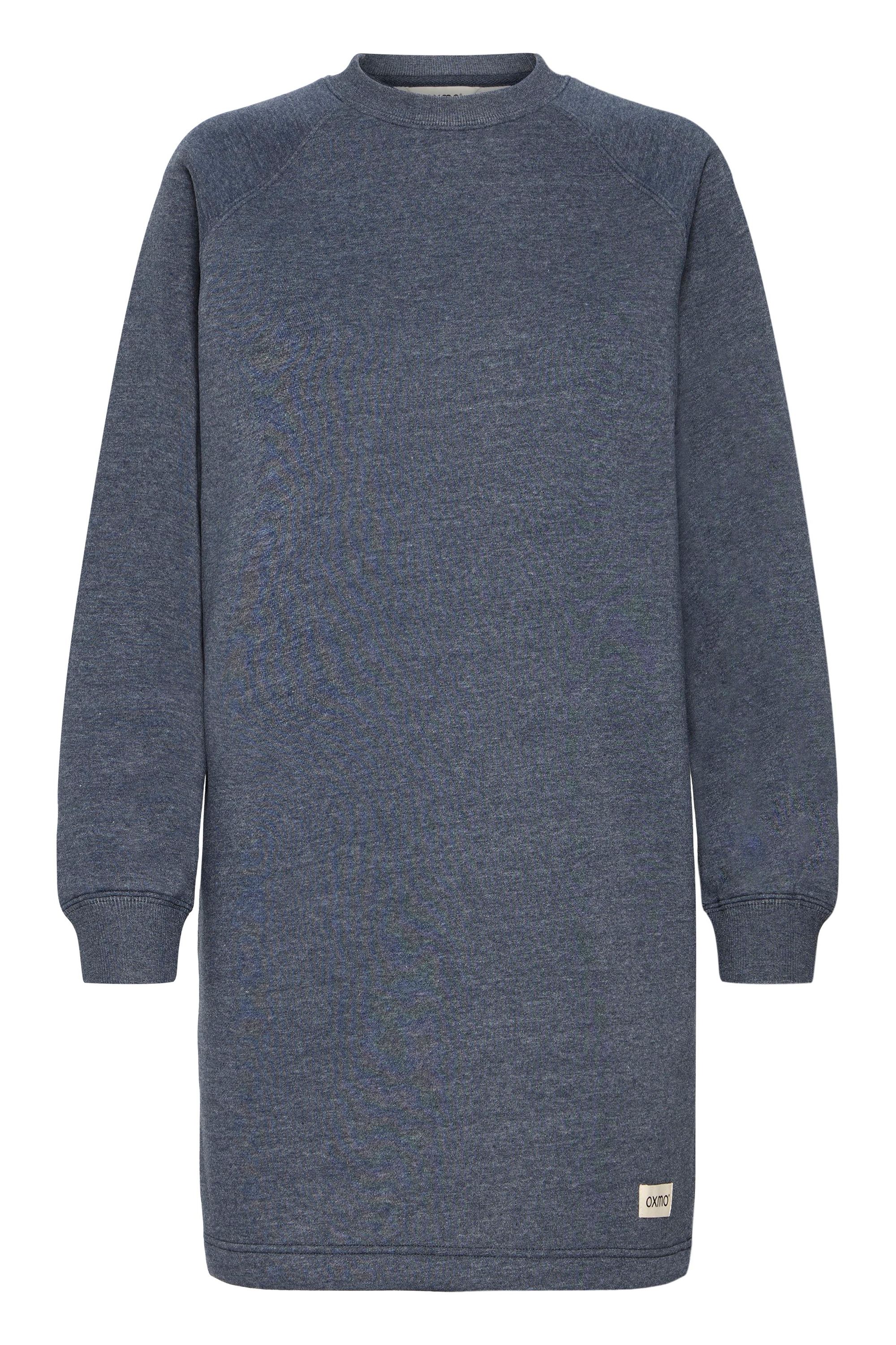 Sweatkleid OXMO "Sweatkleid OXKAREN", Damen, Gr. XL, N-Gr, blau (total eclipse melange), Obermaterial: 80% Polyester PES. 20% Baumwolle CO., Kleider Sweatkleid