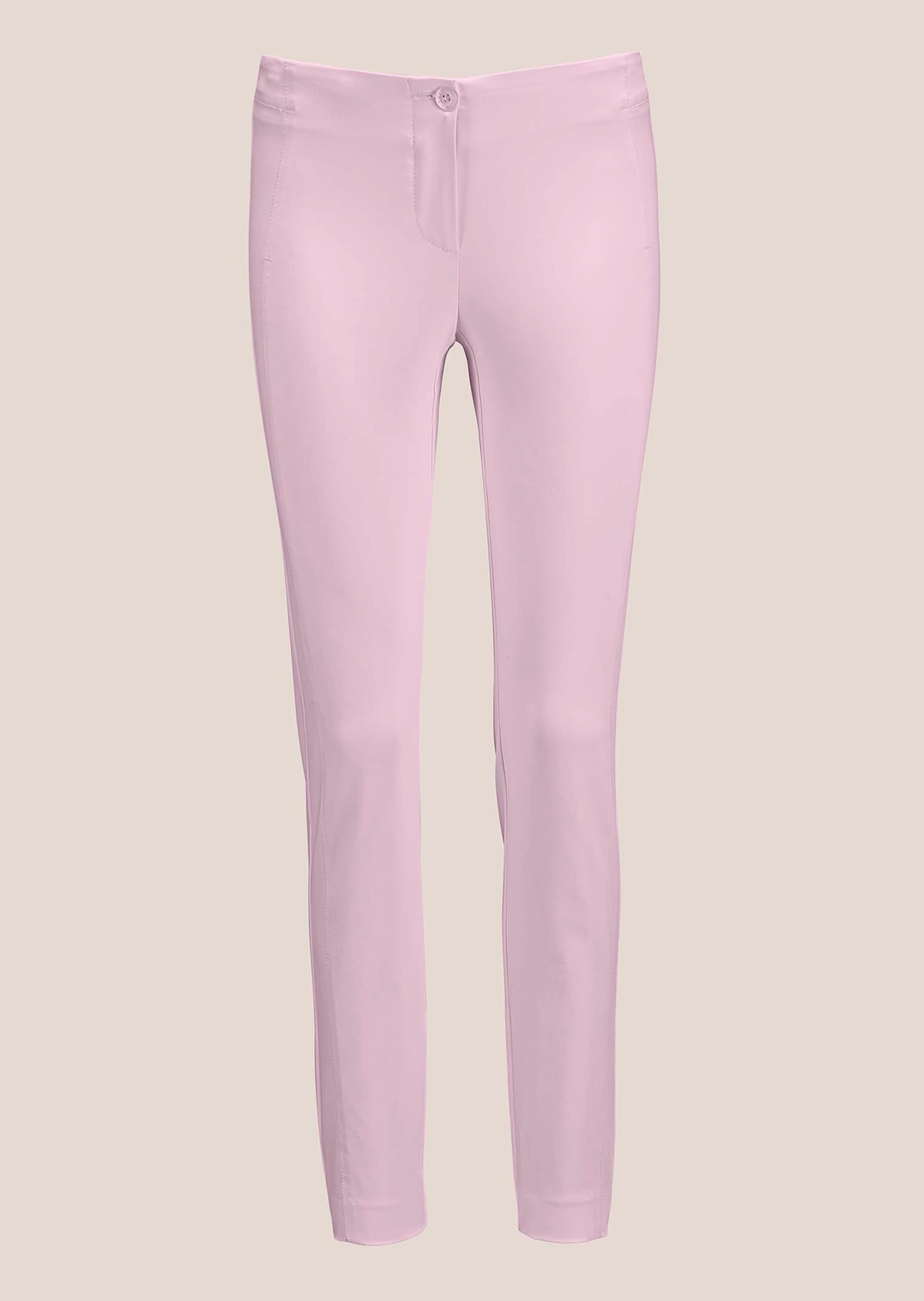 Stoffhose MADELEINE "Hose Schlanke Stretch-Hose mit Vichy-Karo", Damen, Gr. 48, N + K Gr, rosa, Obermaterial: 74% Viskose CV. 23% Polyamid PA. 3% Elasthan EL., Hosen Stoffhose