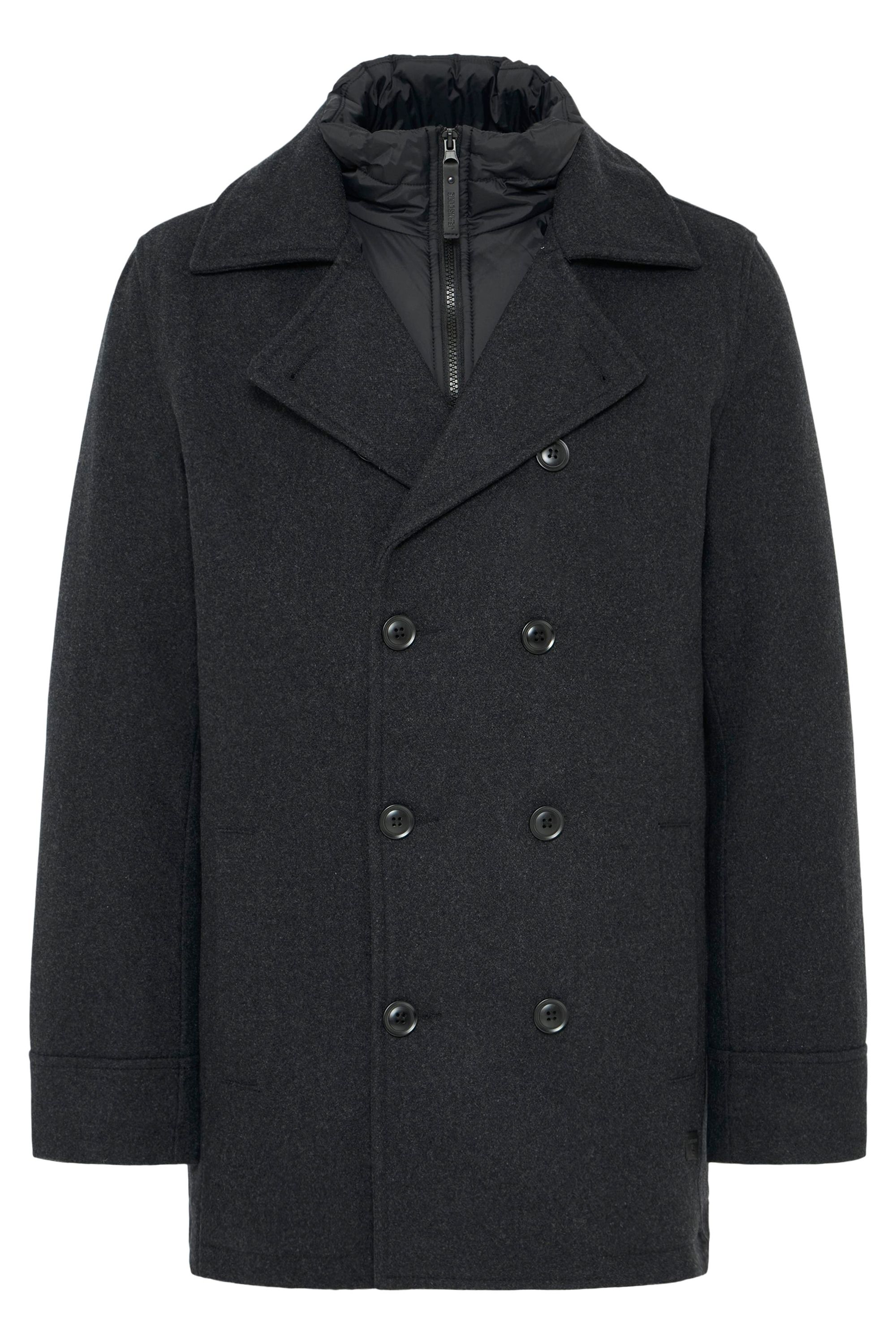 Wollmantel INDICODE "Wollmantel IDLuxeno", Herren, Gr. M, grau (charcoal), Obermaterial: 50% Wolle mw. 50% Polyester PES., Mäntel