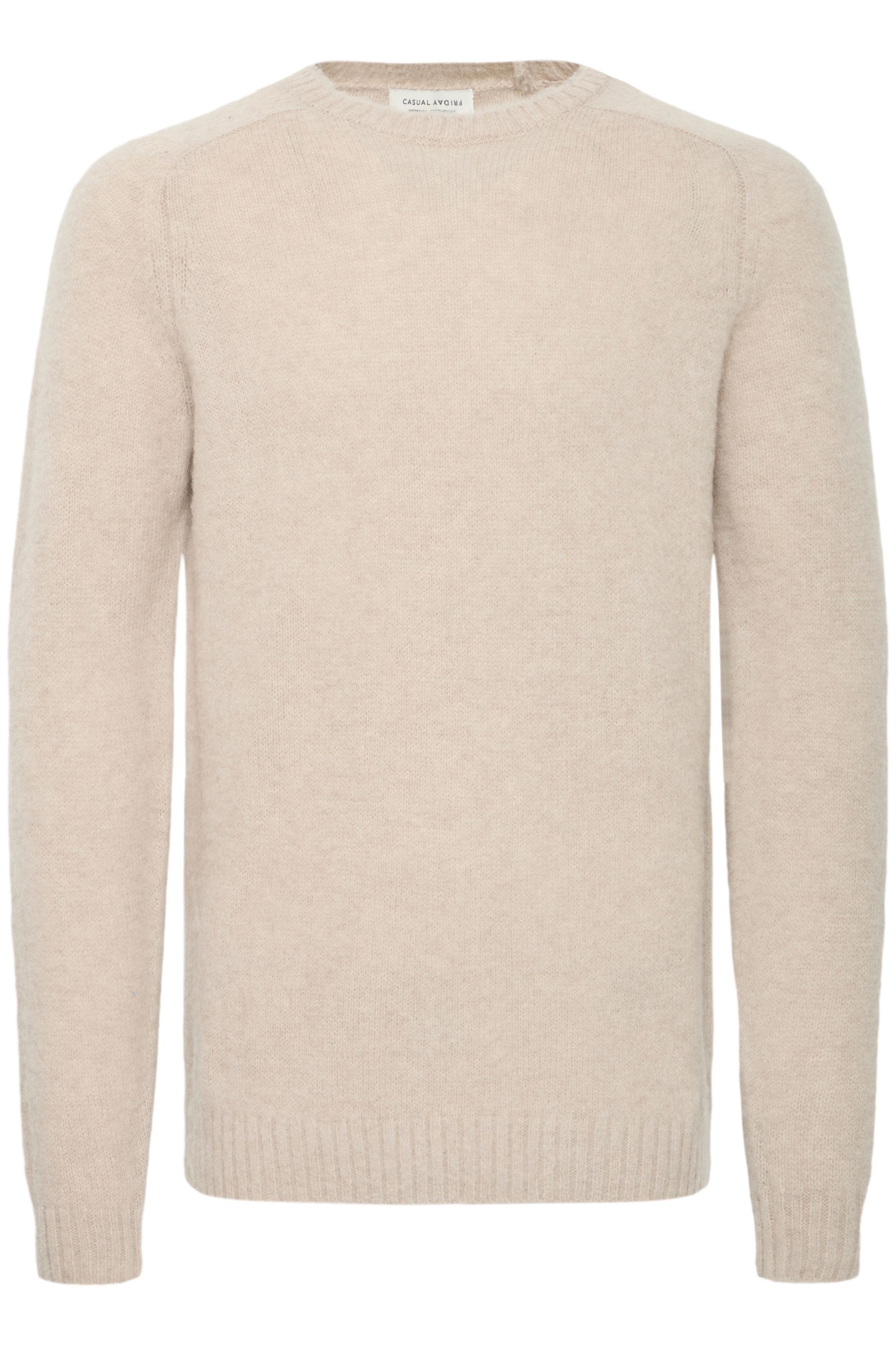 Strickfleece-Pullover CASUAL FRIDAY "Strickpullover CFBERT", Herren, Gr. 3XL, beige (silber lining), Obermaterial: 50% Wolle mw. 50% Polyamid PA., Pullover