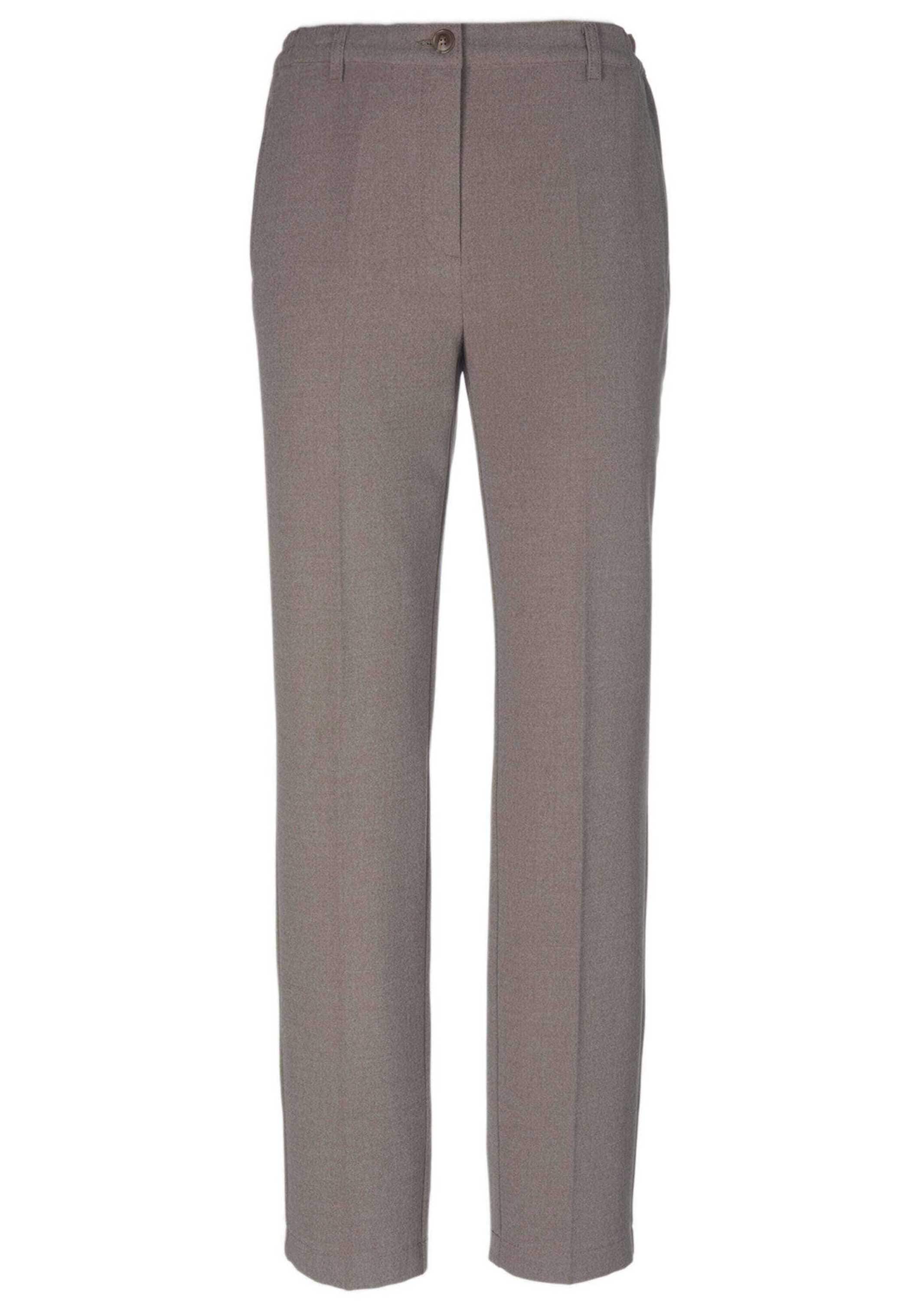 2-in-1-Hose GOLDNER "Kurzgröße Angenehm weiche Flanell-Hose ANNA", Damen, Gr. 21, K-Gr, beige (taupe), Obermaterial: 63% Polyester PES. 32% Viskose CV. 5% Elasthan EL., Hosen