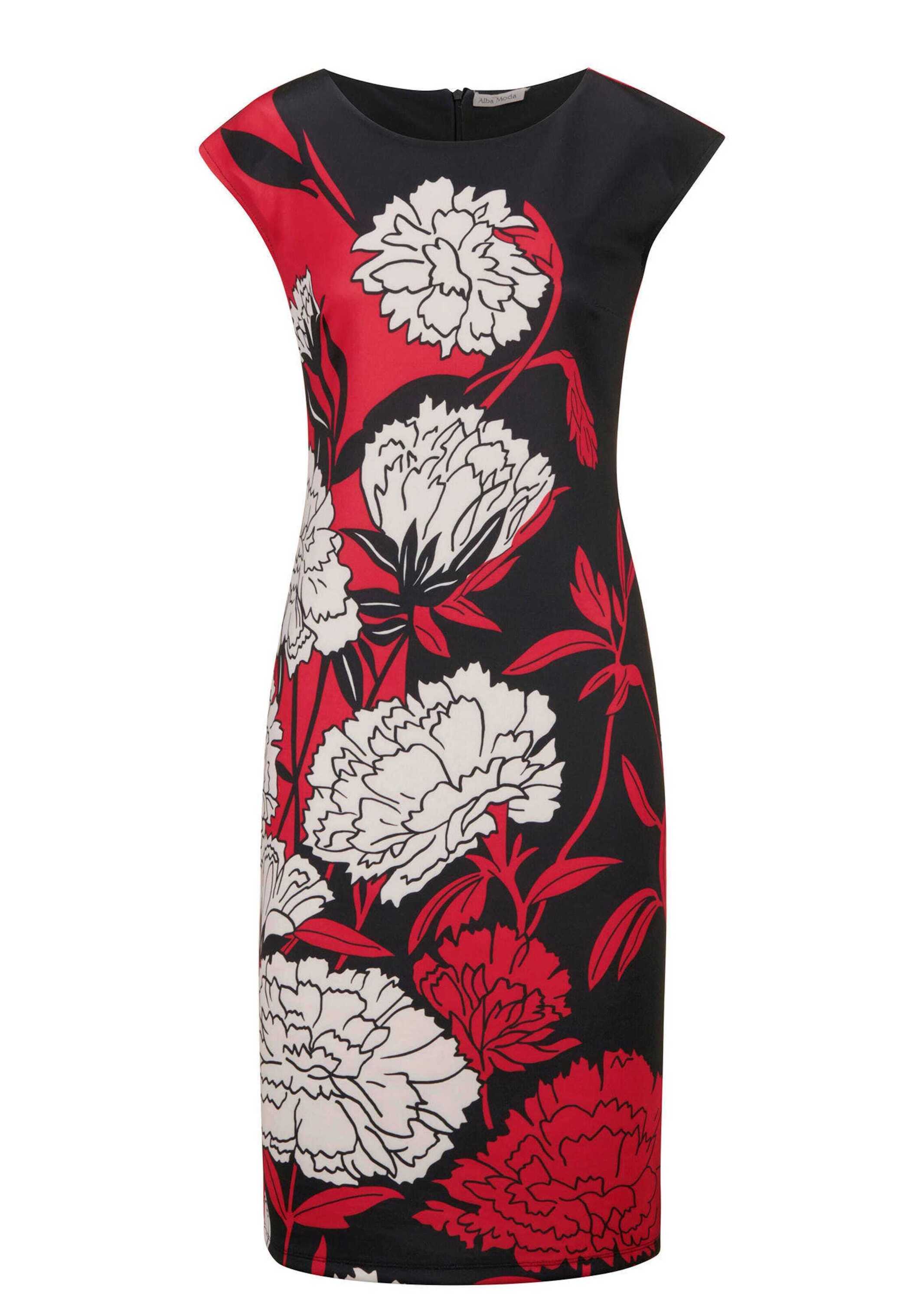 Jerseykleid ALBA MODA "Jerseykleid Jerseykleid aus angenehmer Scubaware", Damen, Gr. 38, N + K Gr, schwarz, Obermaterial: 95% Polyester PES. 5% Elasthan EL., Kleider Jerseykleid