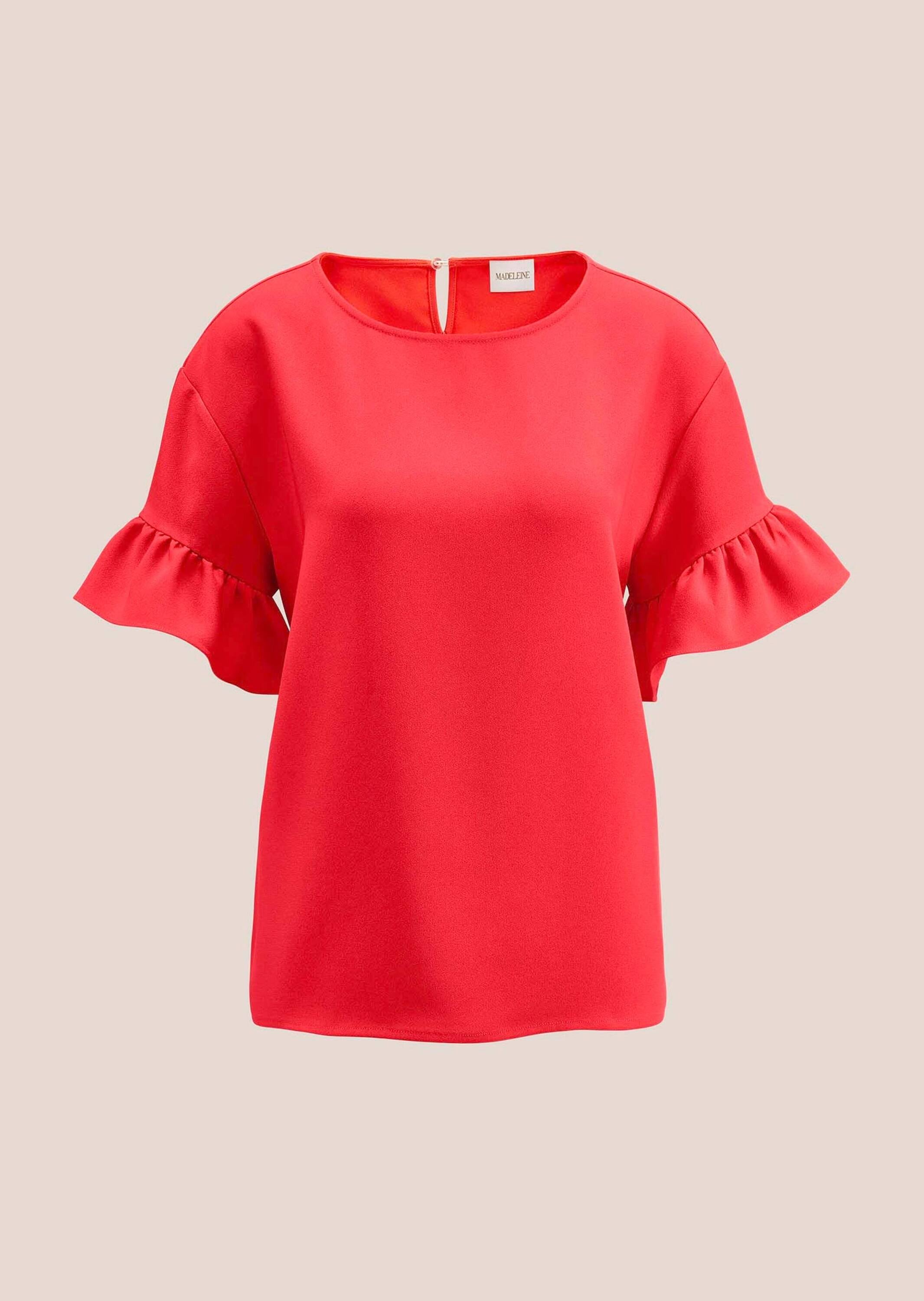 Shirtbluse ALBA MODA "Bluse Bluse", Damen, Gr. 48, rot (koralle), Obermaterial: 100% Polyester PES., Blusen