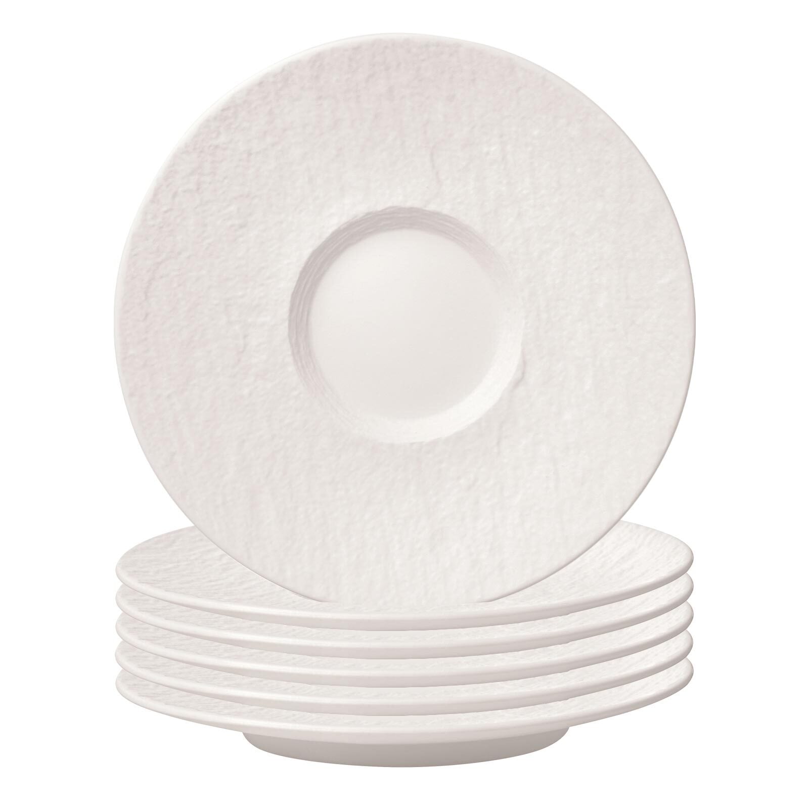 Untertasse VILLEROY & BOCH "Café au Lait Untertassen Manufacture Rock ø 17 cm 6er Set weiß", weiß, Speiseteller