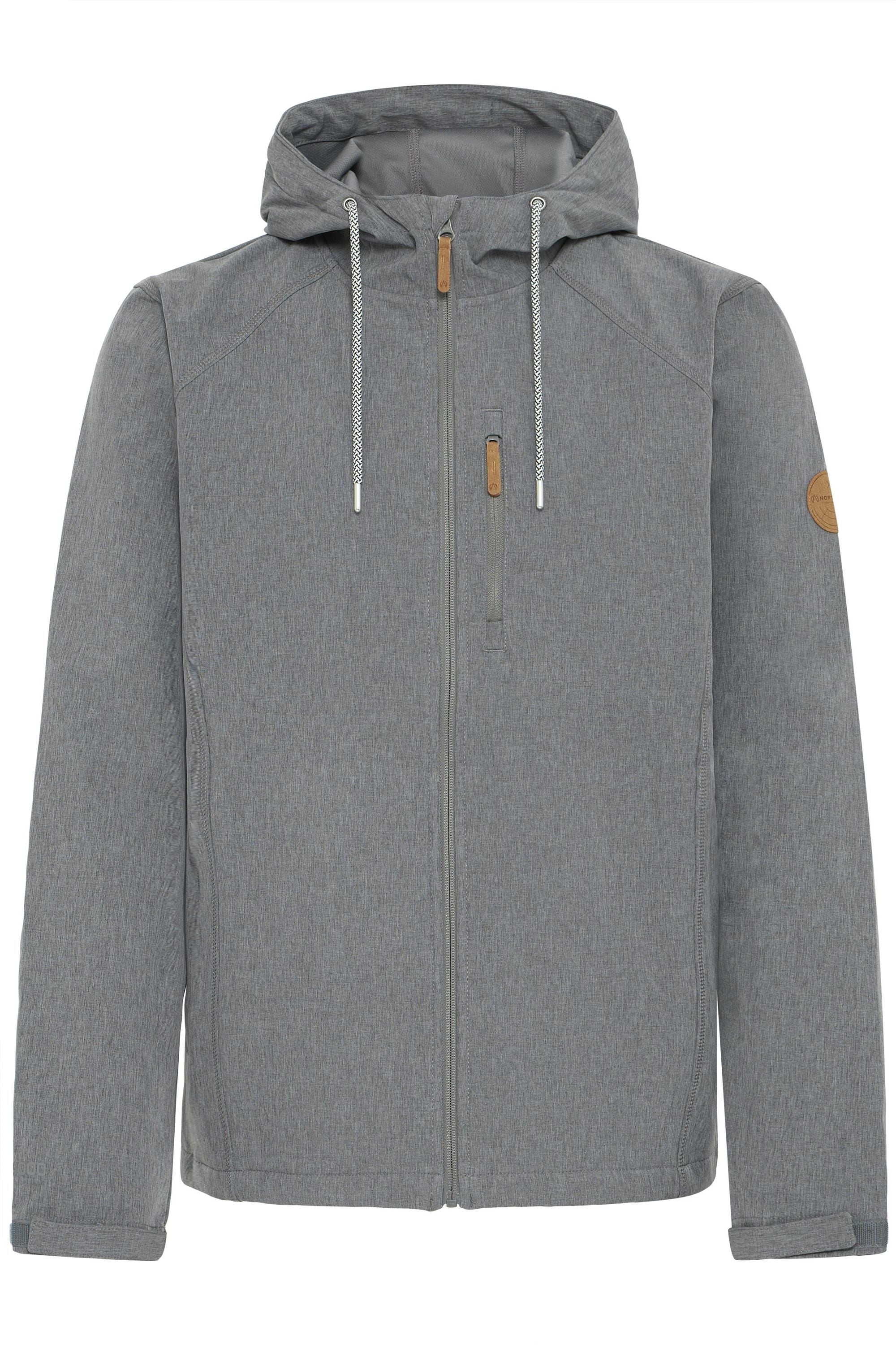 Softshelljacke NORTH BEND "Softshelljacke NBThore M Softshell W-PRO 8000", Herren, Gr. S, grau (dunkelgrau melange), Obermaterial: 96% Polyester PES. 4% Elasthan EL., Jacken Softshelljacke