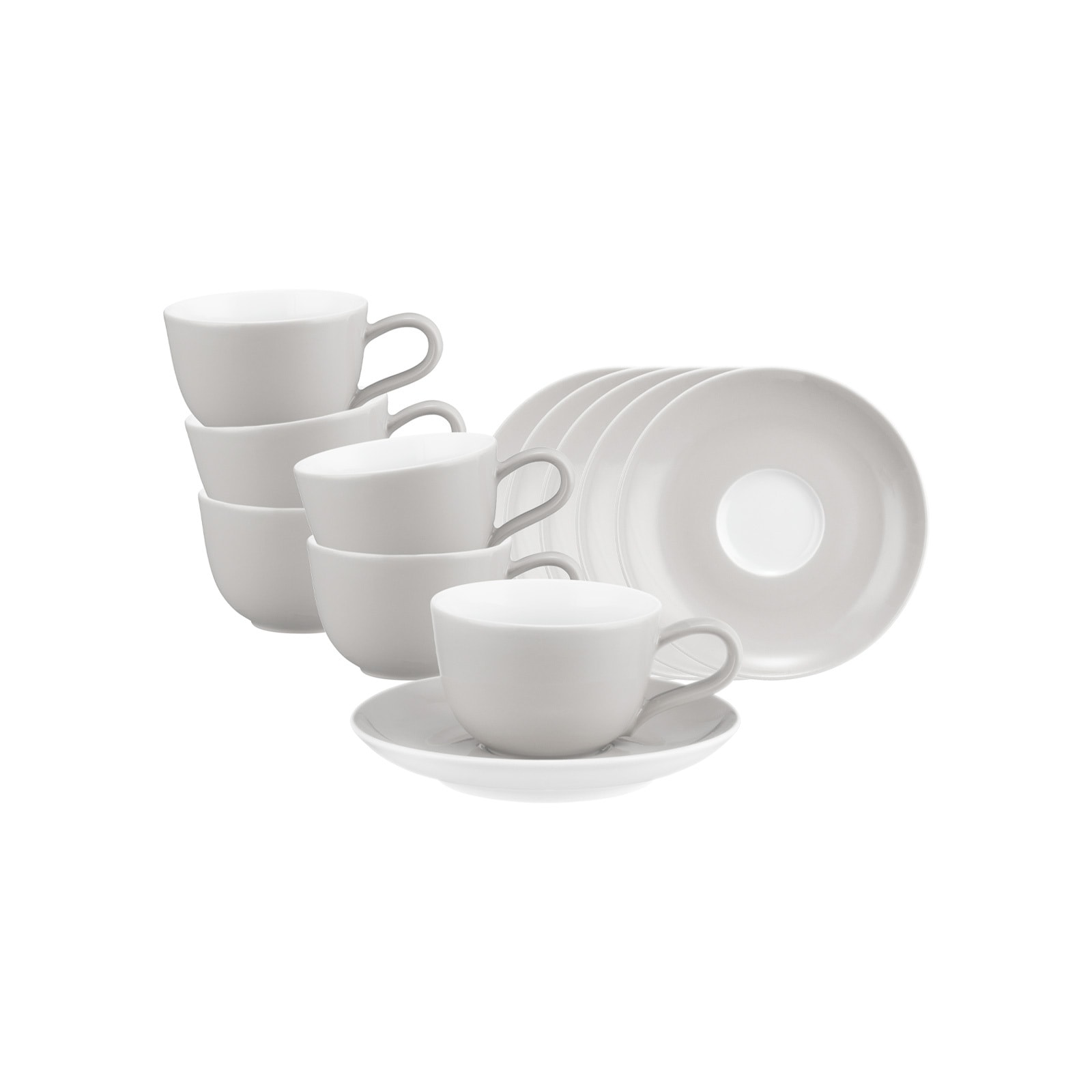 Tasse SELTMANN WEIDEN "Espressotasse mit Untertasse Liberty Pure Colors 90 ml 6er Set", grau (new grau), 12 tlg., Porzellan, Trinkgefäße, Tasse