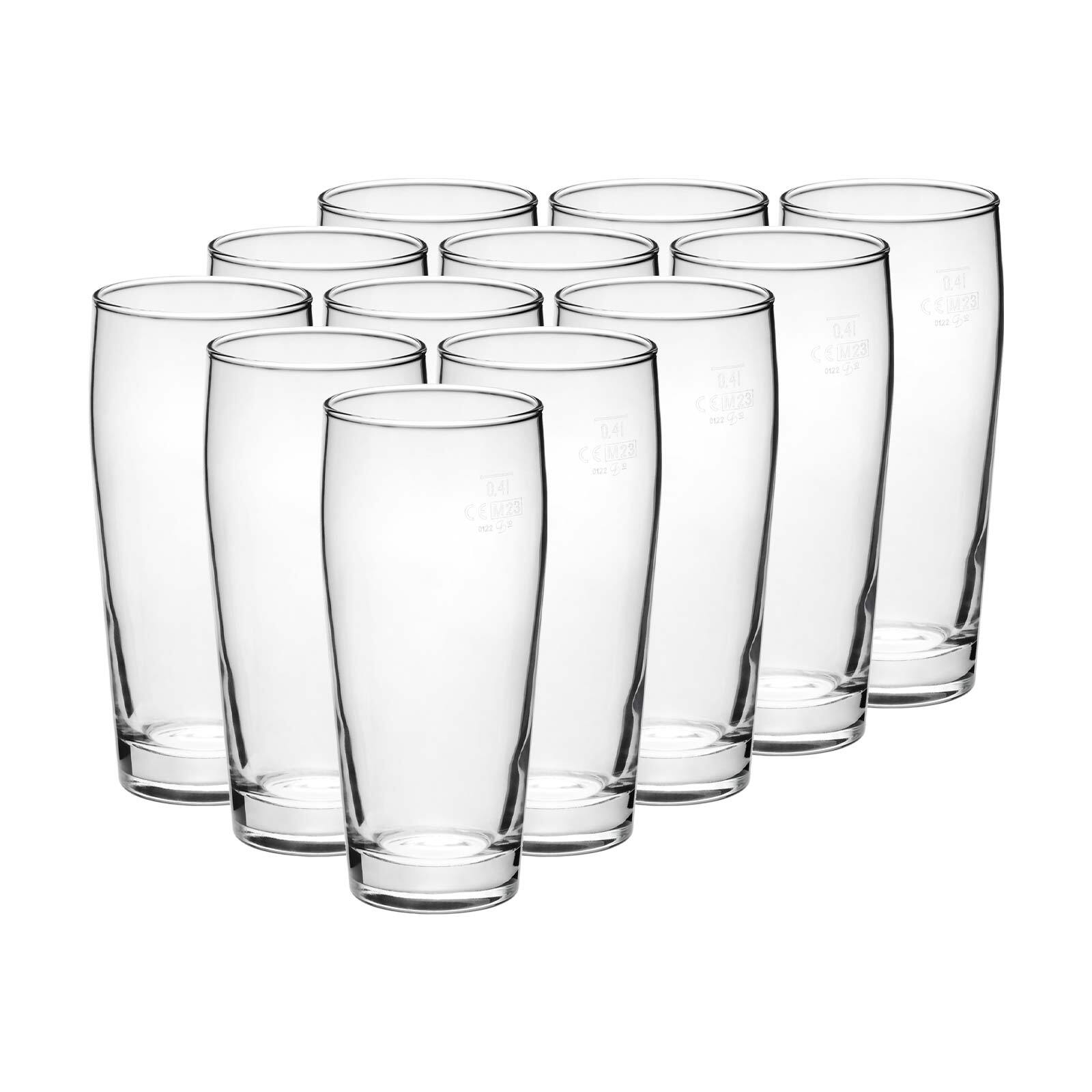 Bierglas VAN WELL "Willi Becher geeicht 0,4 l 12er Set transparent", bunt (transparent), Glas, Trinkgefäße