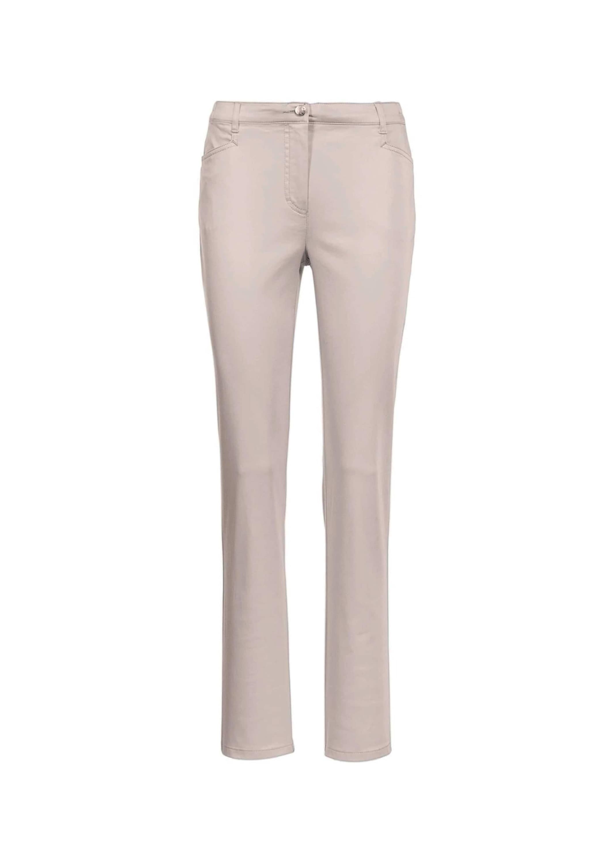 Stoffhose GOLDNER "Leichte Baumwoll-Hose ANNA", Damen, Gr. 54, N-Gr, beige (kitt), Obermaterial: 98% Baumwolle CO. 2% Elasthan EL., Hosen Stoffhose