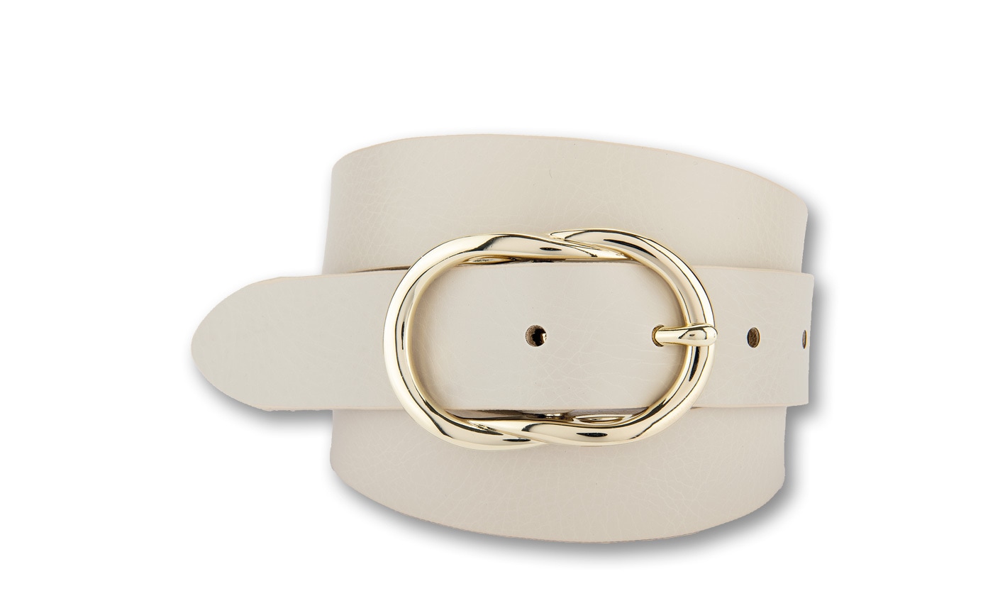Ledergürtel BERND GÖTZ "Ledergürtel mit effektvoll geschlungener Ovalschließe", Damen, Gr. 100, elfenbein, Rindsleder, Gürtel Ledergürtel Image
