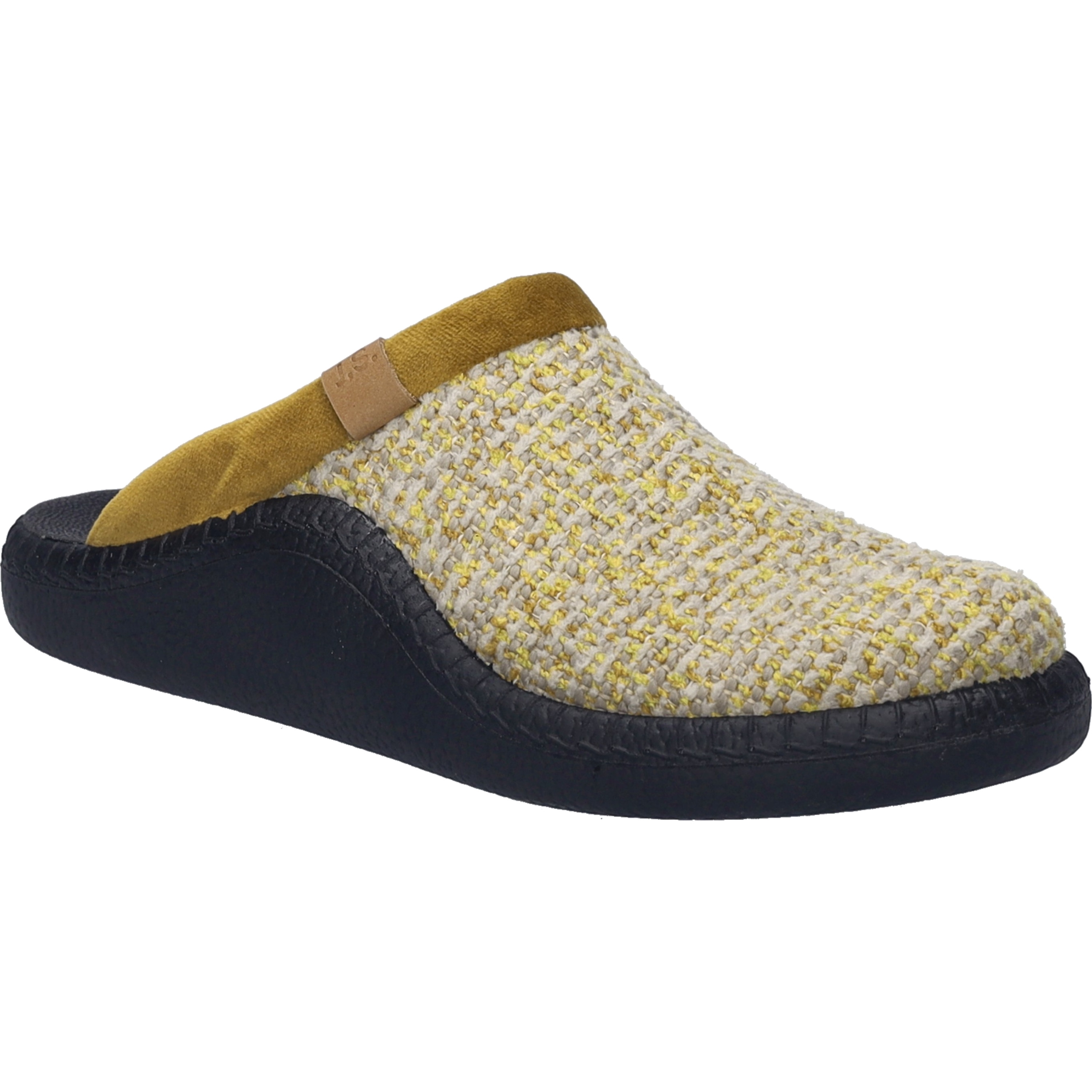 Hausschuh JOSEF SEIBEL "Monaco D 01, gelb-kombi", Damen, Gr. 41, gelb (gelb, kombi), Obermaterial: 80% Rindsleder Leather cow. 20% Textilmaterial TEXMAT., Schuhe Hausschuh