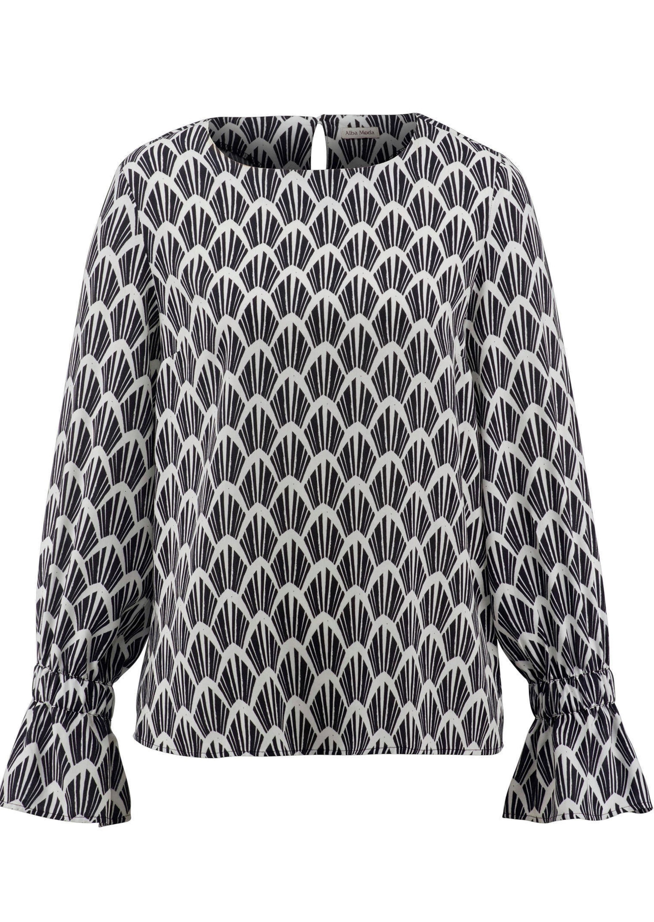 Schlupfbluse ALBA MODA "Bluse Bluse in Alloverprint", Damen, Gr. 36, schwarz, Obermaterial: 100% Viskose CV., Blusen Schlupfbluse