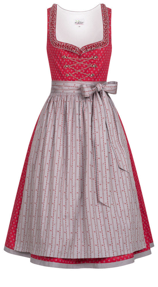 Dirndl NÜBLER "Dirndl midi Terres", Damen, Gr. 44, EURO, rot, Obermaterial: 100% Baumwolle CO., Kleider