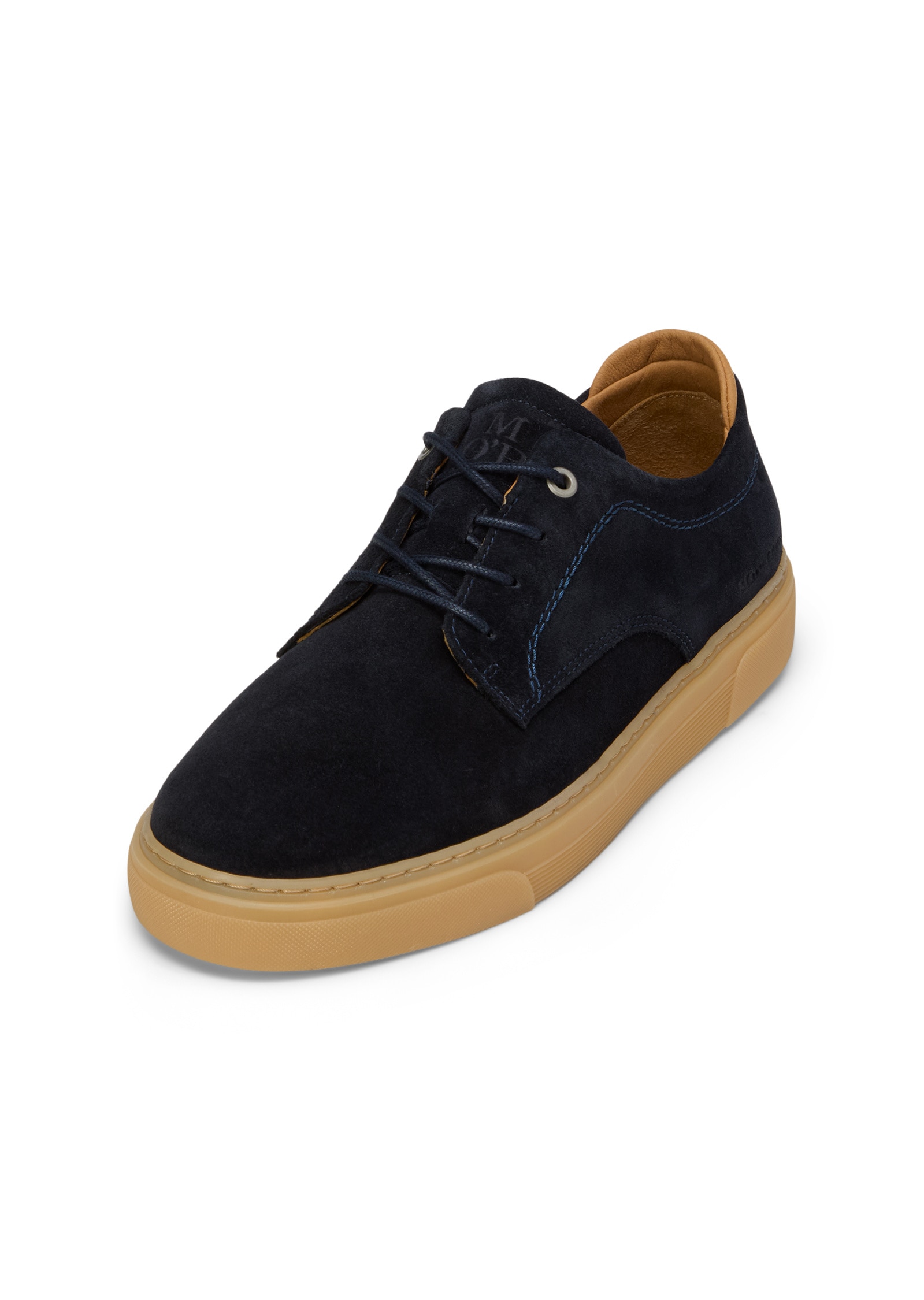 Schlupfboots MARC O'POLO "aus softem Velours-Rindleder", Herren, Gr. 45, navy, Obermaterial: 100% Leder (Rind), unifarben, Schuhe Schlupfboots