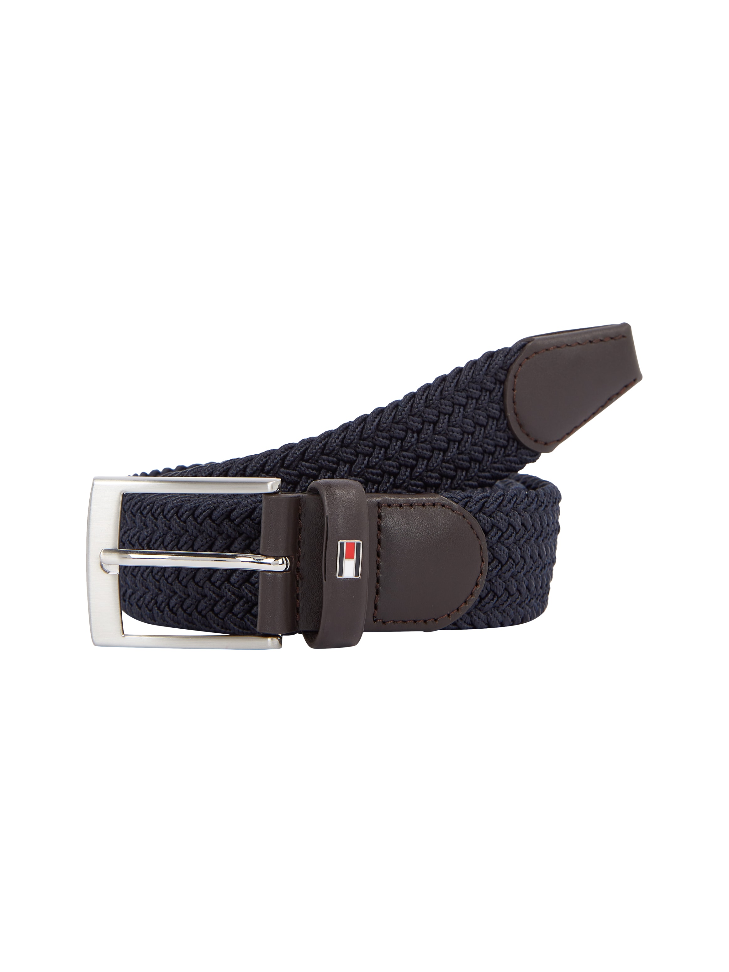 Stoffgürtel TOMMY HILFIGER "New Adan Belt 3,5 cm breit", Herren, Gr. 100, blau, Obermaterial: 53% Polypropylen, 47% Elasthan, unifarben, Gürtel Stoffgürtel, NEW ADAN BELT aus geflochtenem Stretch-Gurtbandgewebe