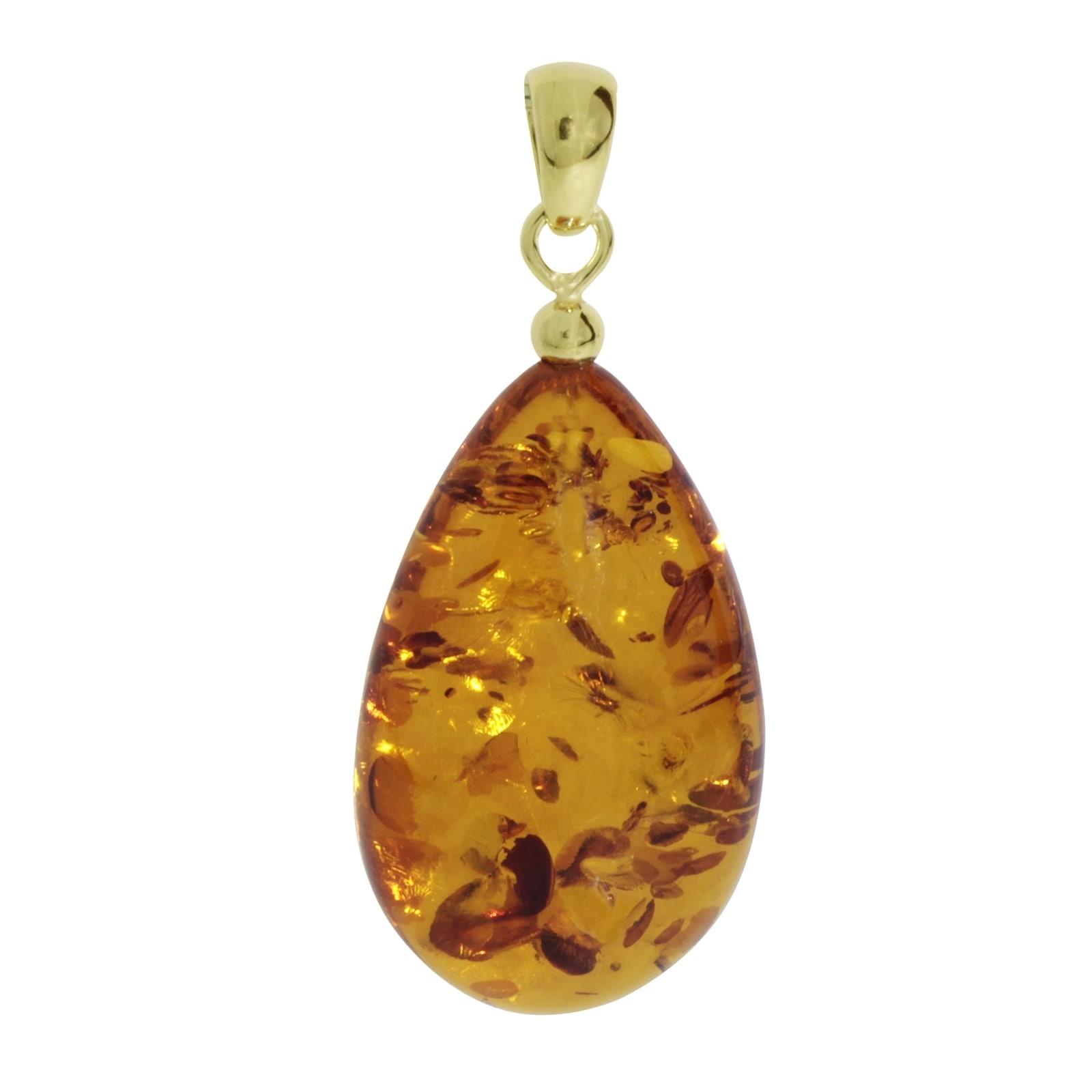 Kettenanhänger OSTSEE-SCHMUCK "- Tropfen ca. 34 mm lang - Gold 333/000 - Bernstein -" Gr. 44, gold (gold 333, goldfarben, gelb), Schmuckanhänger, Damen, Bernstein, Kettenanhänger