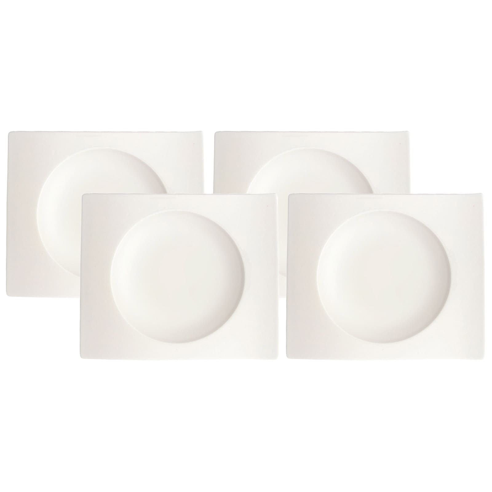 Untertasse VILLEROY & BOCH "Suppenuntertassen NewWave 18 x 15 cm 4er Set weiß", weiß, Speiseteller
