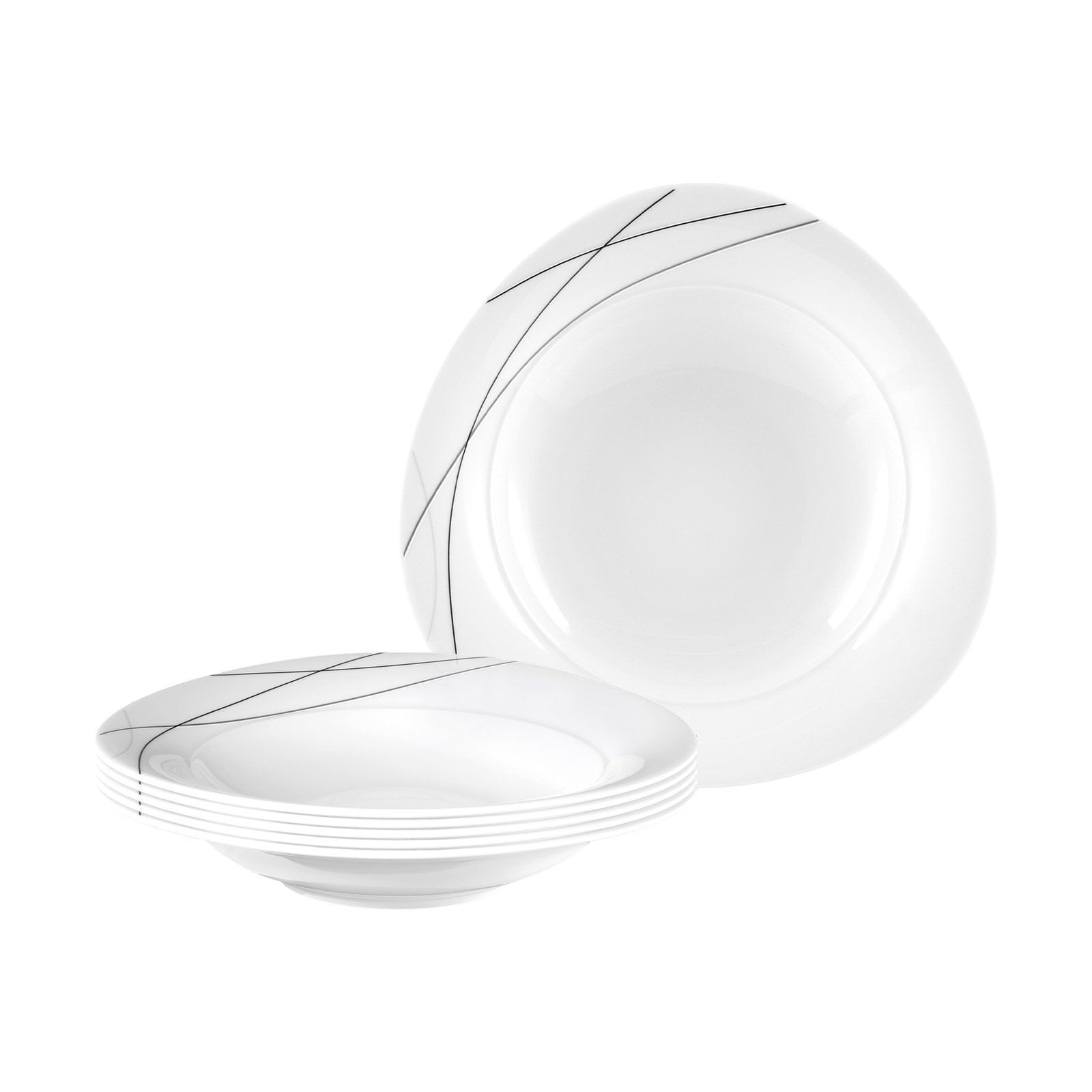 Suppenteller SELTMANN WEIDEN "Suppenteller Trio Highline ø 23,6 cm 6er Set weiß-grau", bunt (weiß, grau), L:23,6cm, Speiseteller