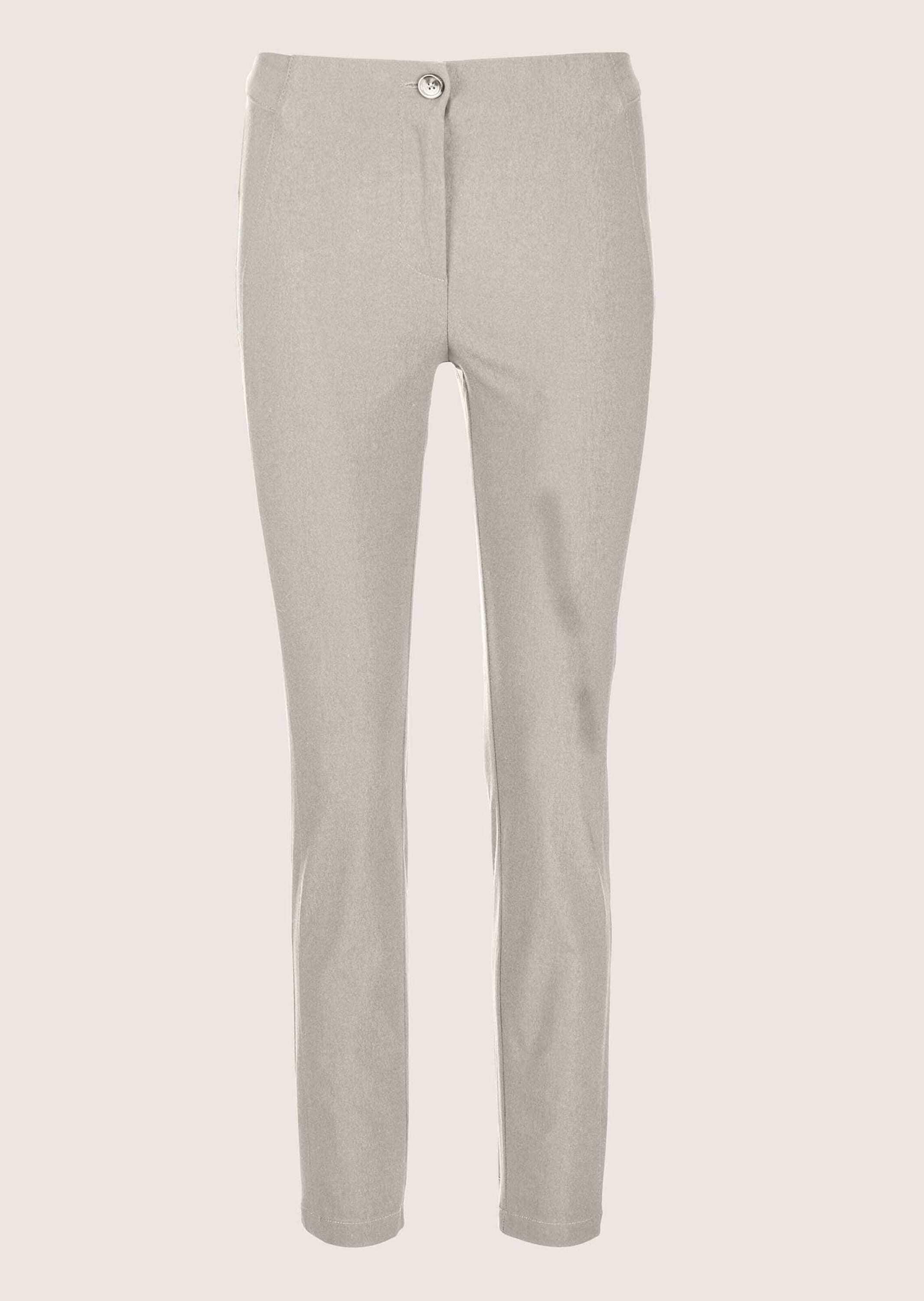 Stoffhose MADELEINE "Hose Schlanke Stretch-Hose mit Vichy-Karo", Damen, Gr. 48, N + K Gr, grau (steingrau), Obermaterial: 74% Viskose CV. 23% Polyamid PA. 3% Elasthan EL., Hosen Stoffhose