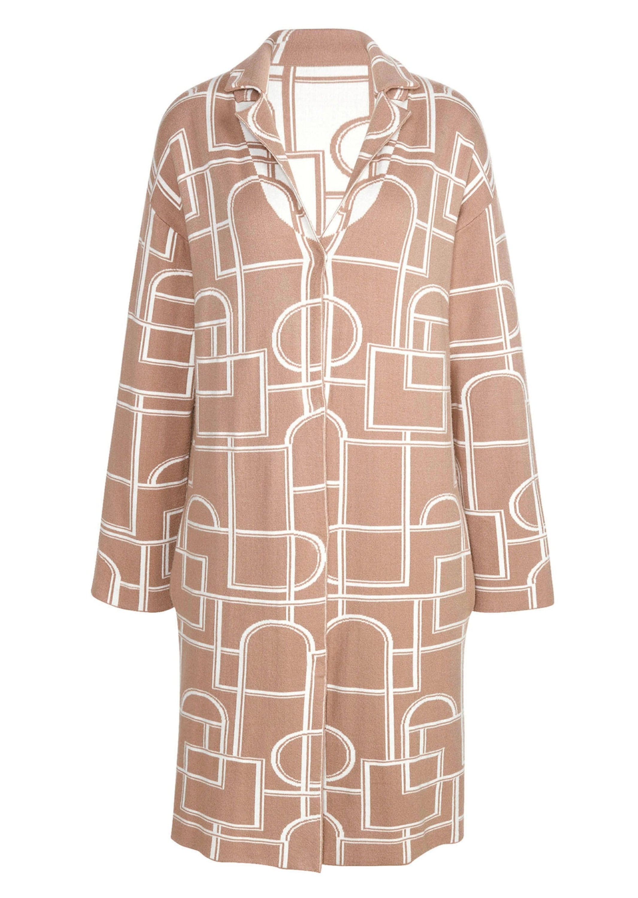 Langmantel ALBA MODA "Strickmantel Strickmantel", Damen, Gr. 34, weiß (natur, sanftes weiß), Obermaterial: 50% Viskose CV. 28% Polyester PES. 22% Polyamid PA., Mäntel