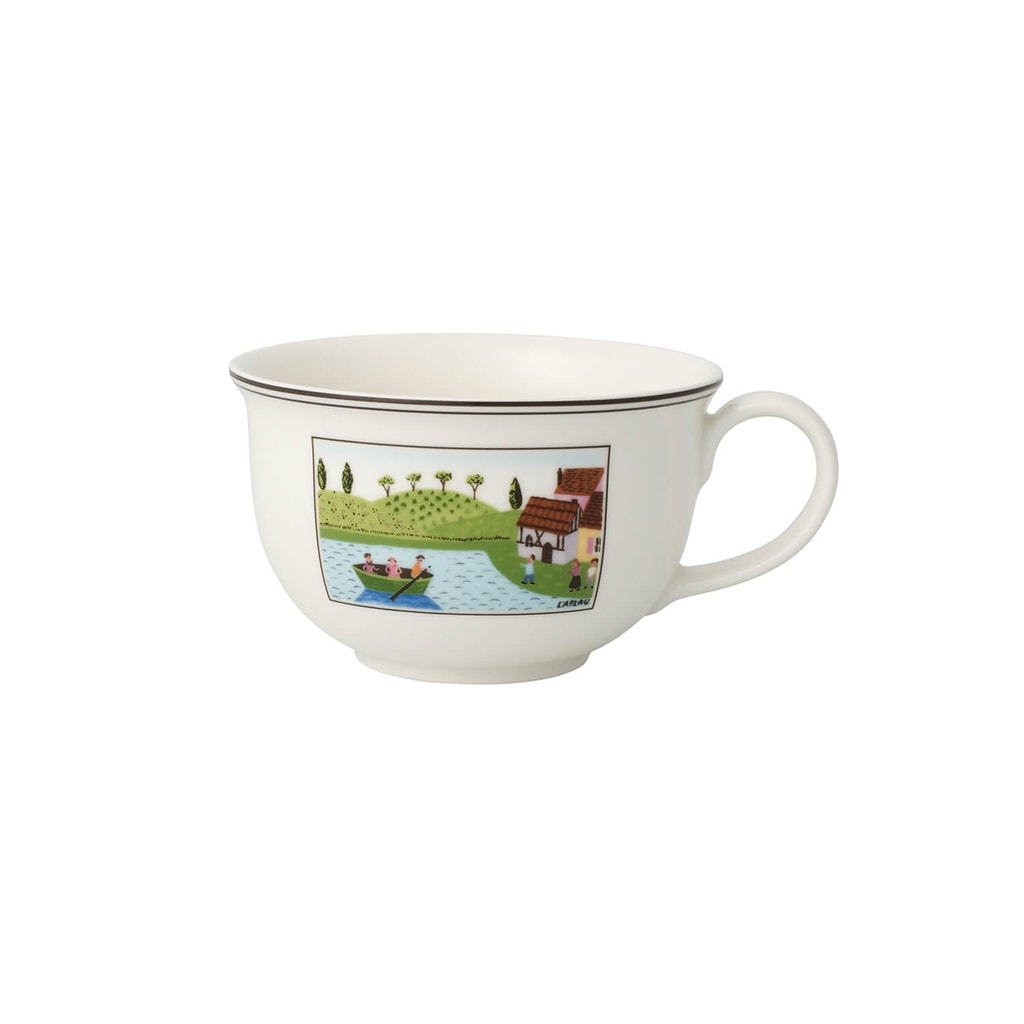 Tasse VILLEROY & BOCH "Café au lait Obertasse Charm & Breakfast Design Naif 500 ml weiß-bunt", bunt (weiß, bunt), Porzellan, Trinkgefäße, Tasse