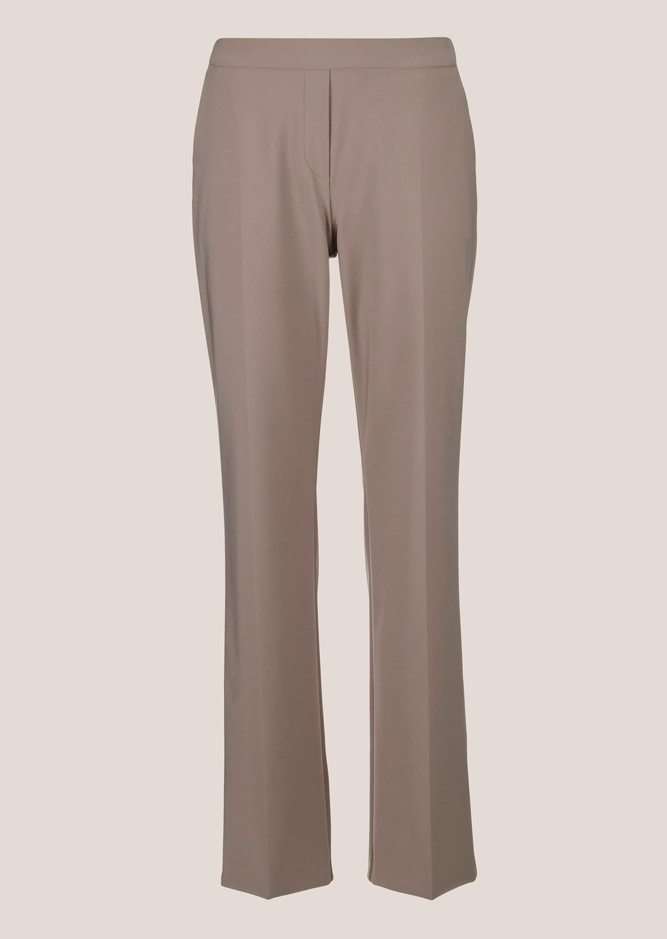 Stoffhose MADELEINE "Schlupfhose Elegante Damenhose mit Bügelfalten", Damen, Gr. 18, N-Gr, beige (cappuccino), Obermaterial: 88% Polyester PES. 12% Elasthan EL., Hosen Stoffhose